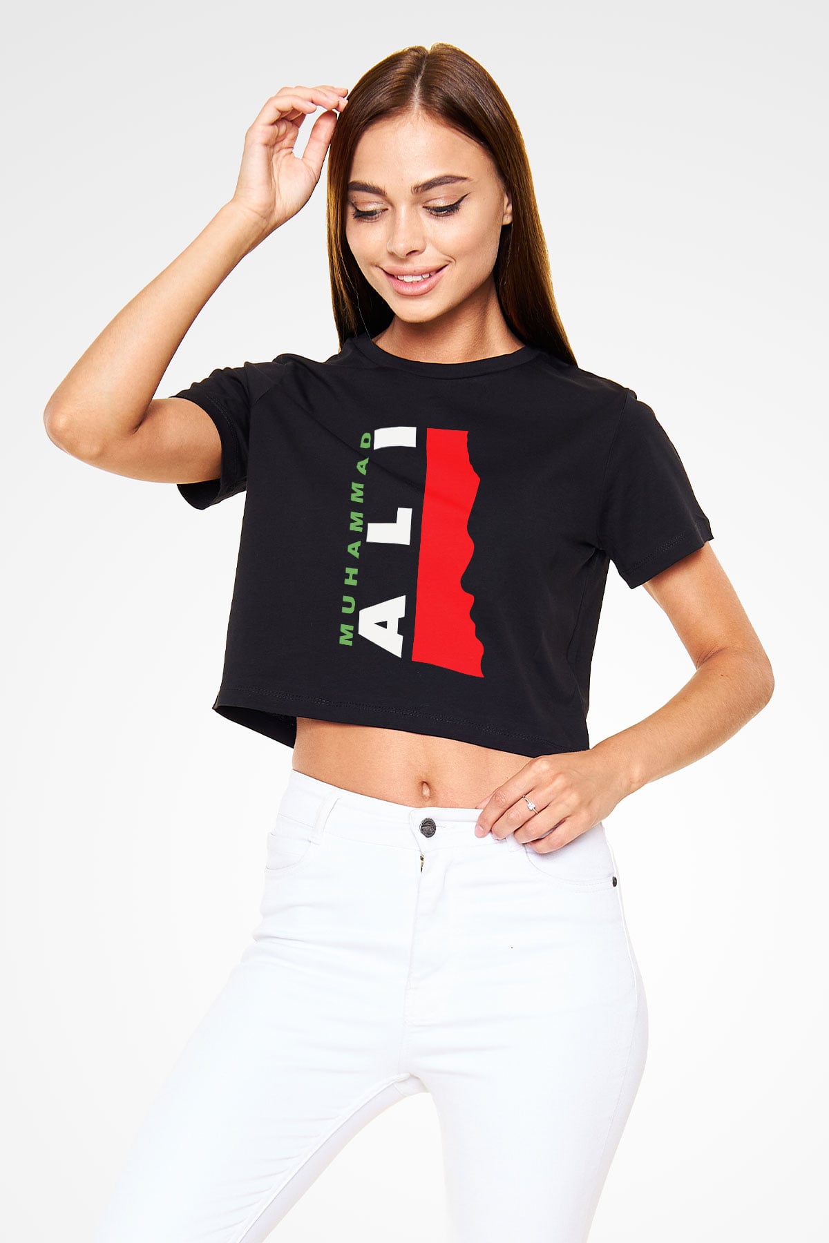 Muhammed Ali Siyah Crop Top Tişört