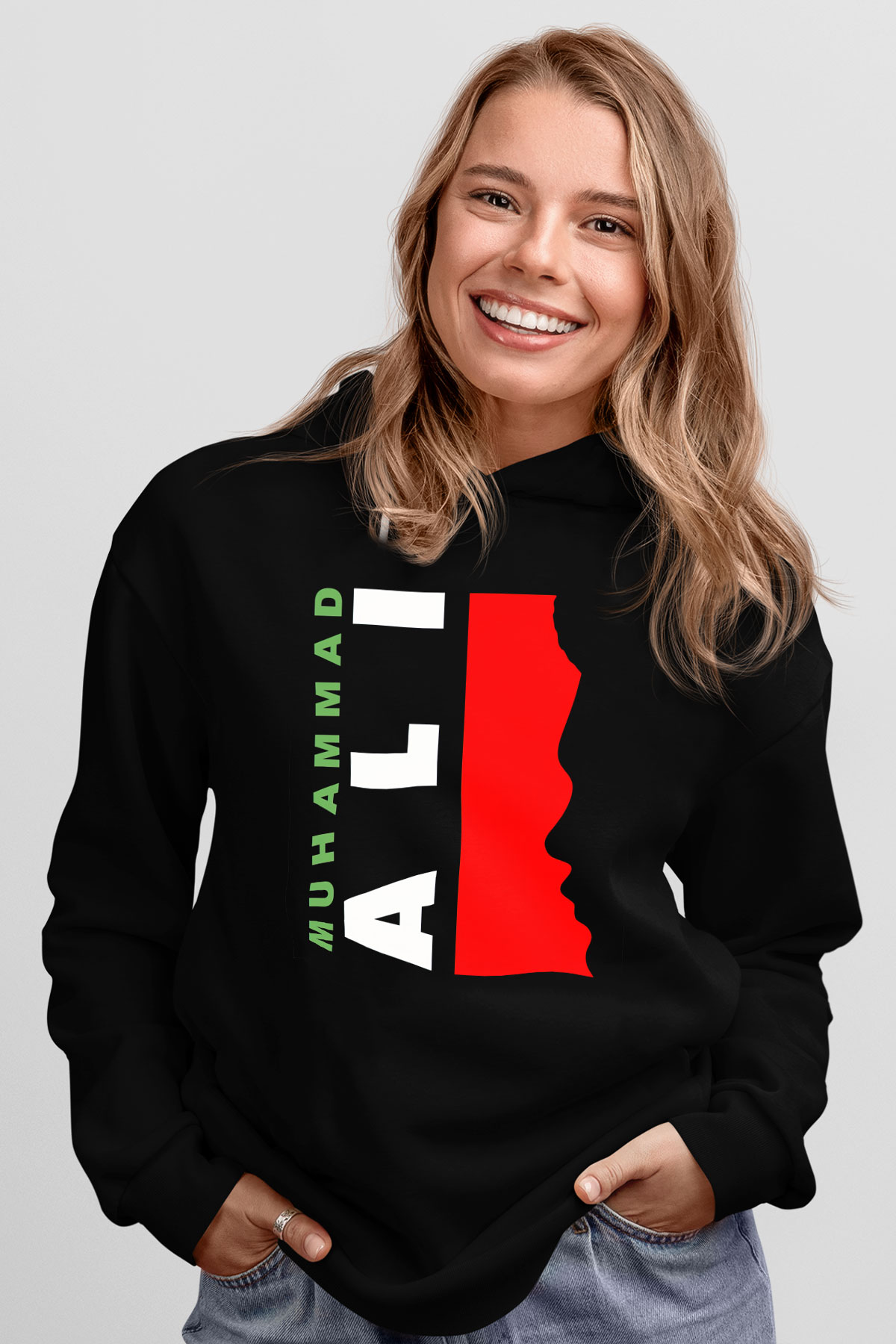 Muhammed Ali Siyah Unisex Hoodie