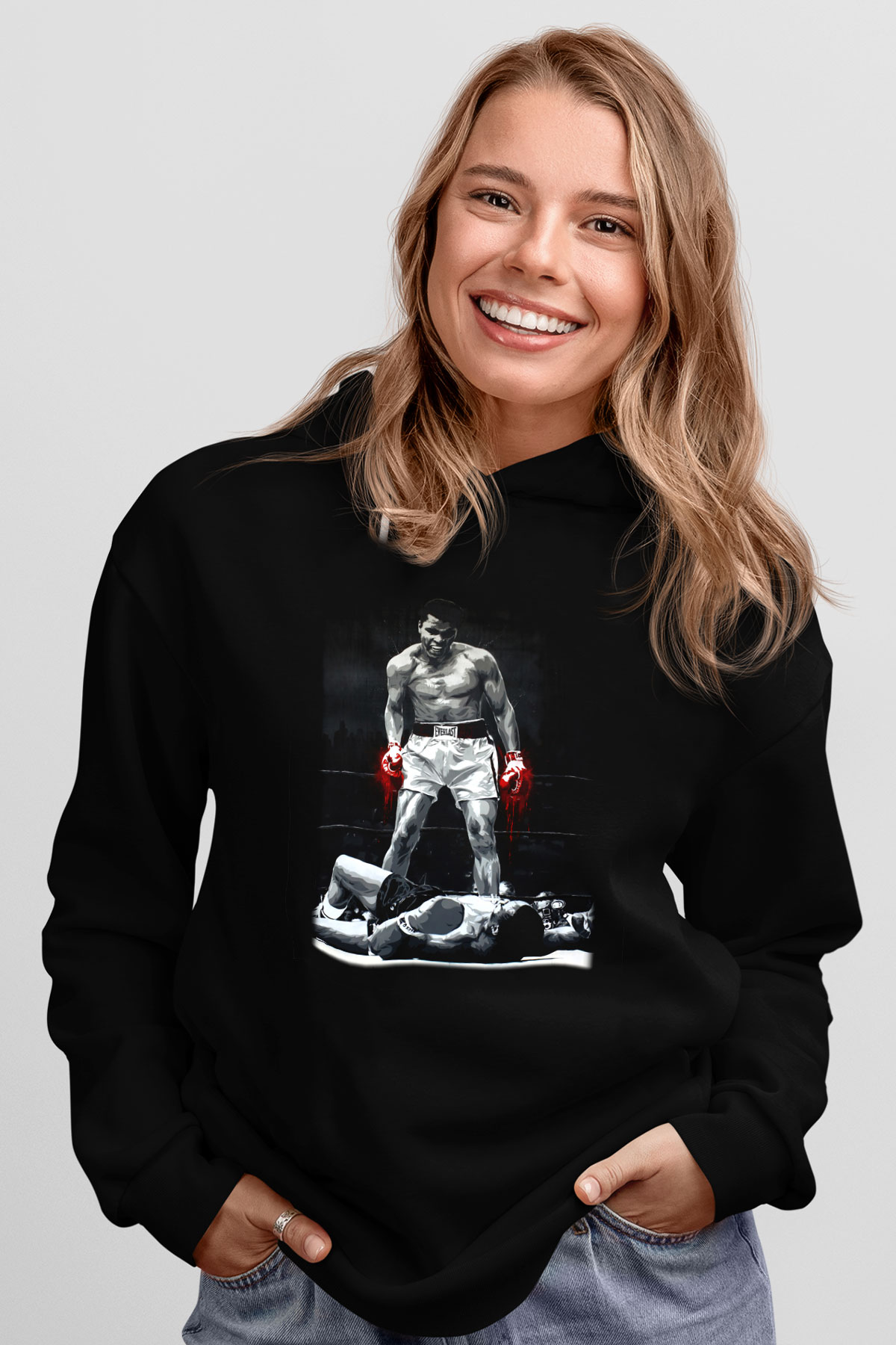 Muhammed Ali Siyah Unisex Hoodie