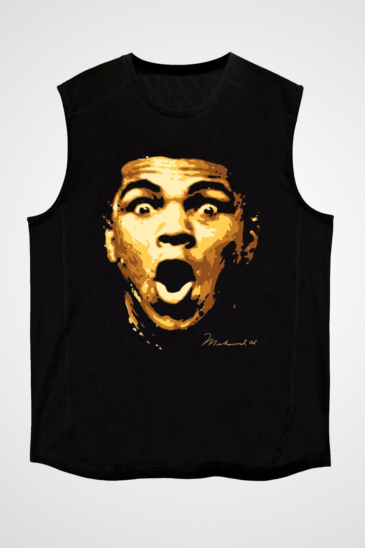Muhammed Ali Siyah Unisex Kolsuz Tişört