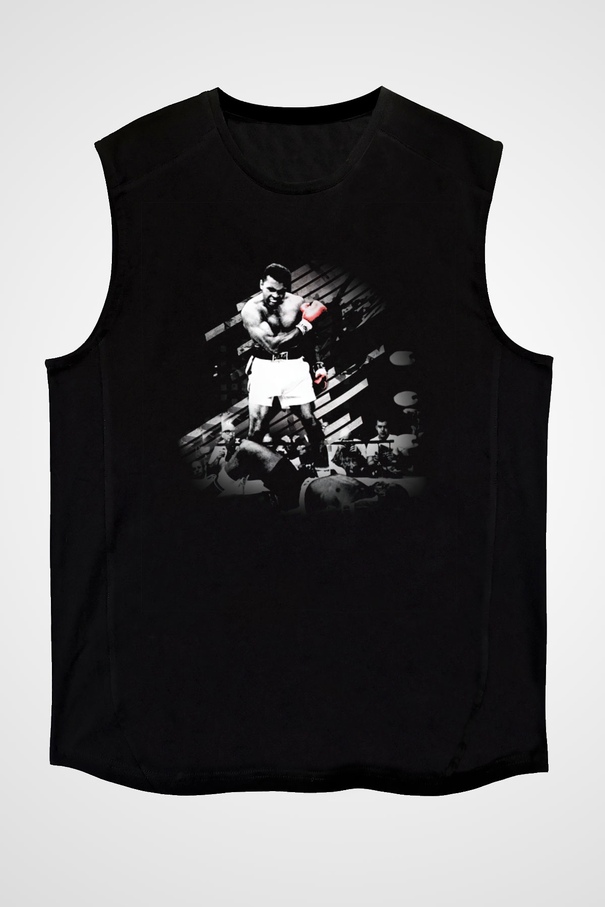 Muhammed Ali Siyah Unisex Kolsuz Tişört