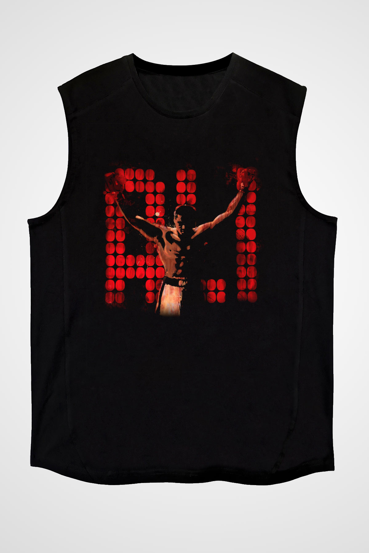 Muhammed Ali Siyah Unisex Kolsuz Tişört