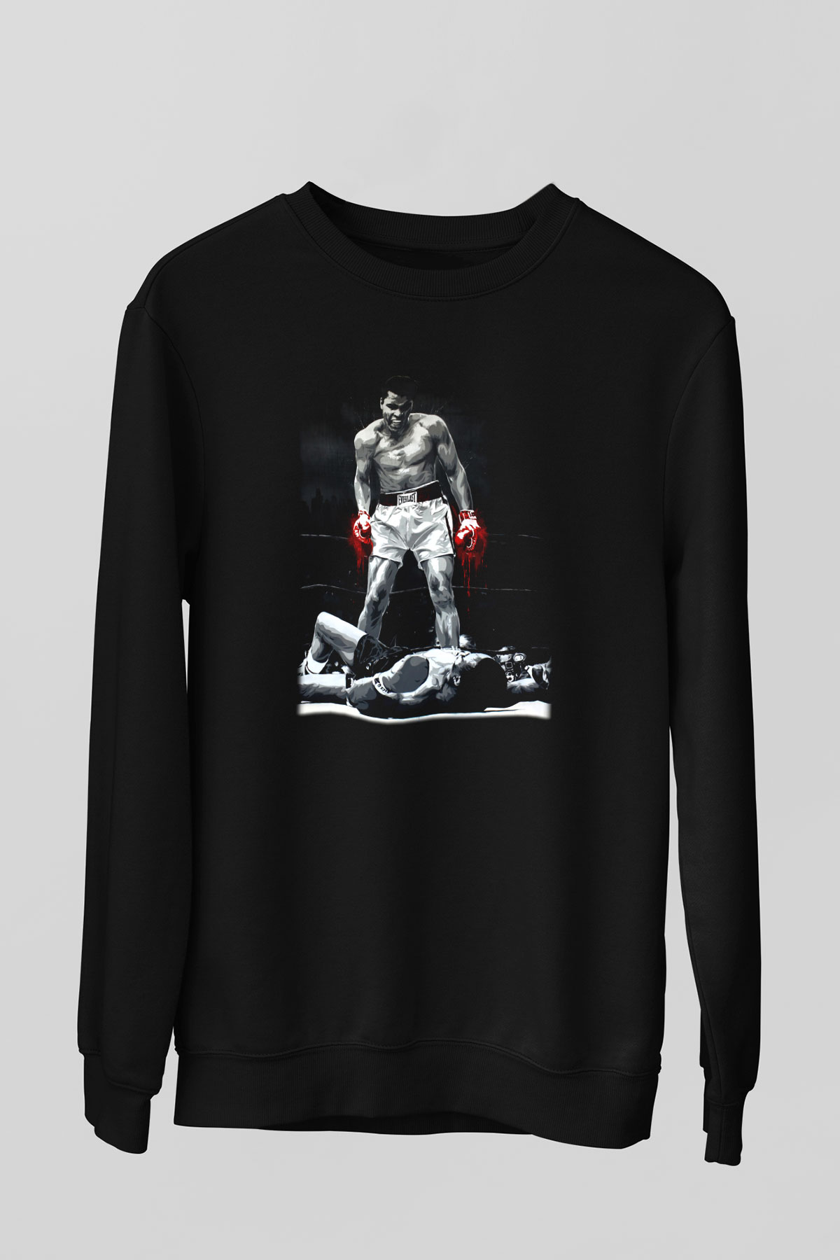 Muhammed Ali Siyah Unisex Sweatshirt