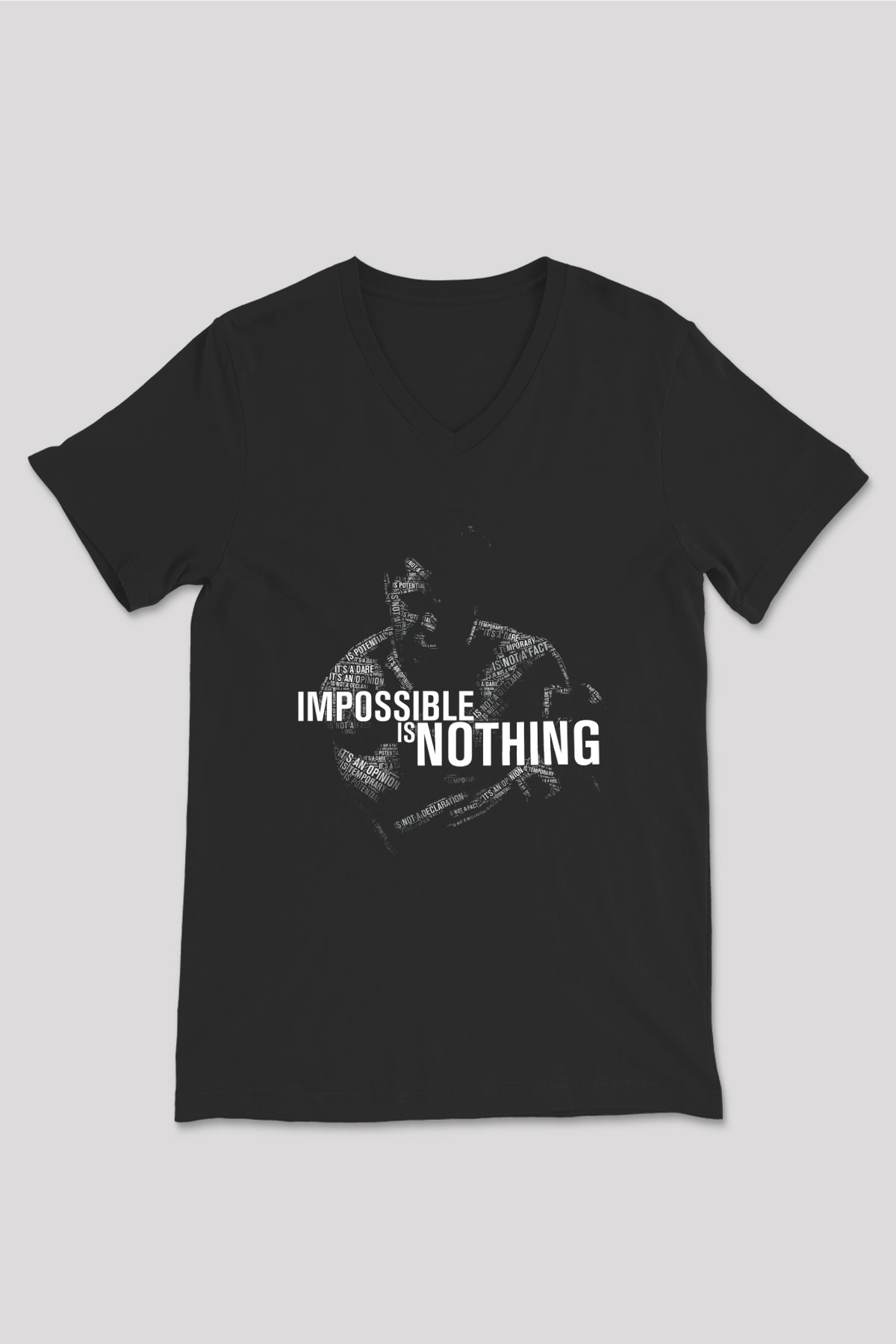 Muhammed Ali Siyah Unisex V Yaka Tişört T-Shirt