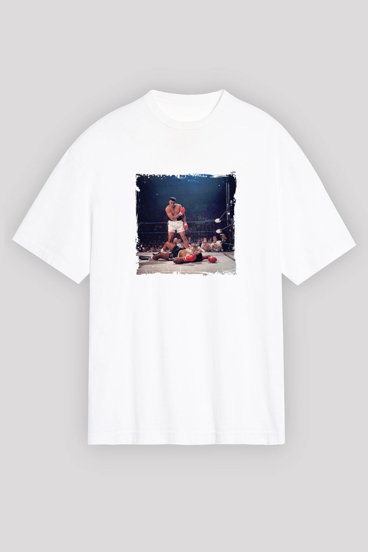 Muhammed Ali Oversize Baskılı Beyaz Tişört