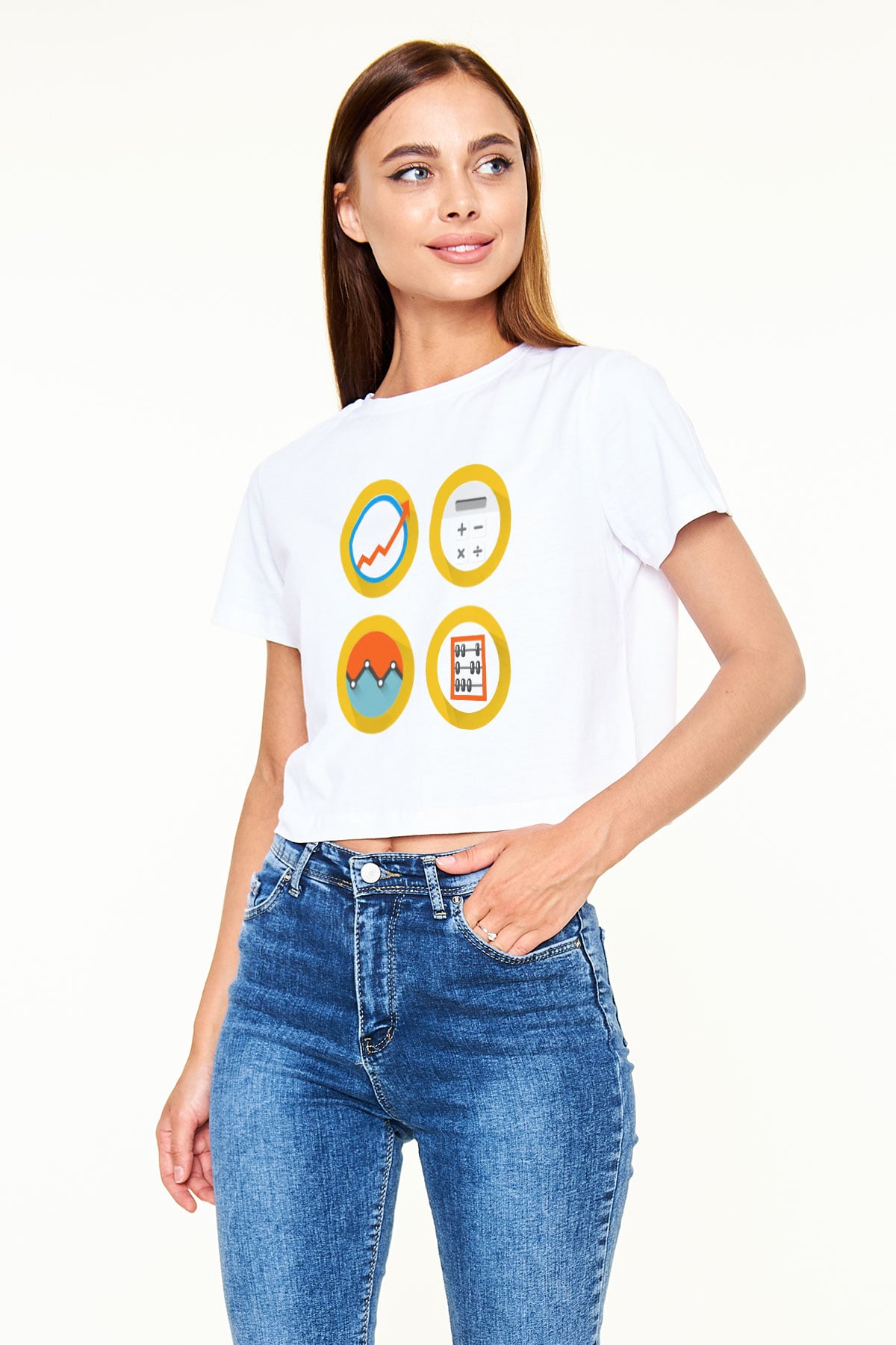 Muhasebeci Beyaz Croptop Tişört