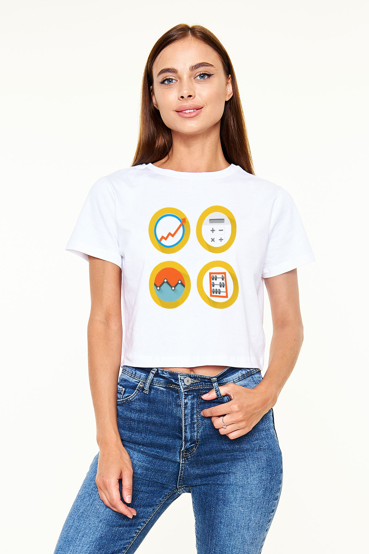 Muhasebeci Beyaz Croptop Tişört