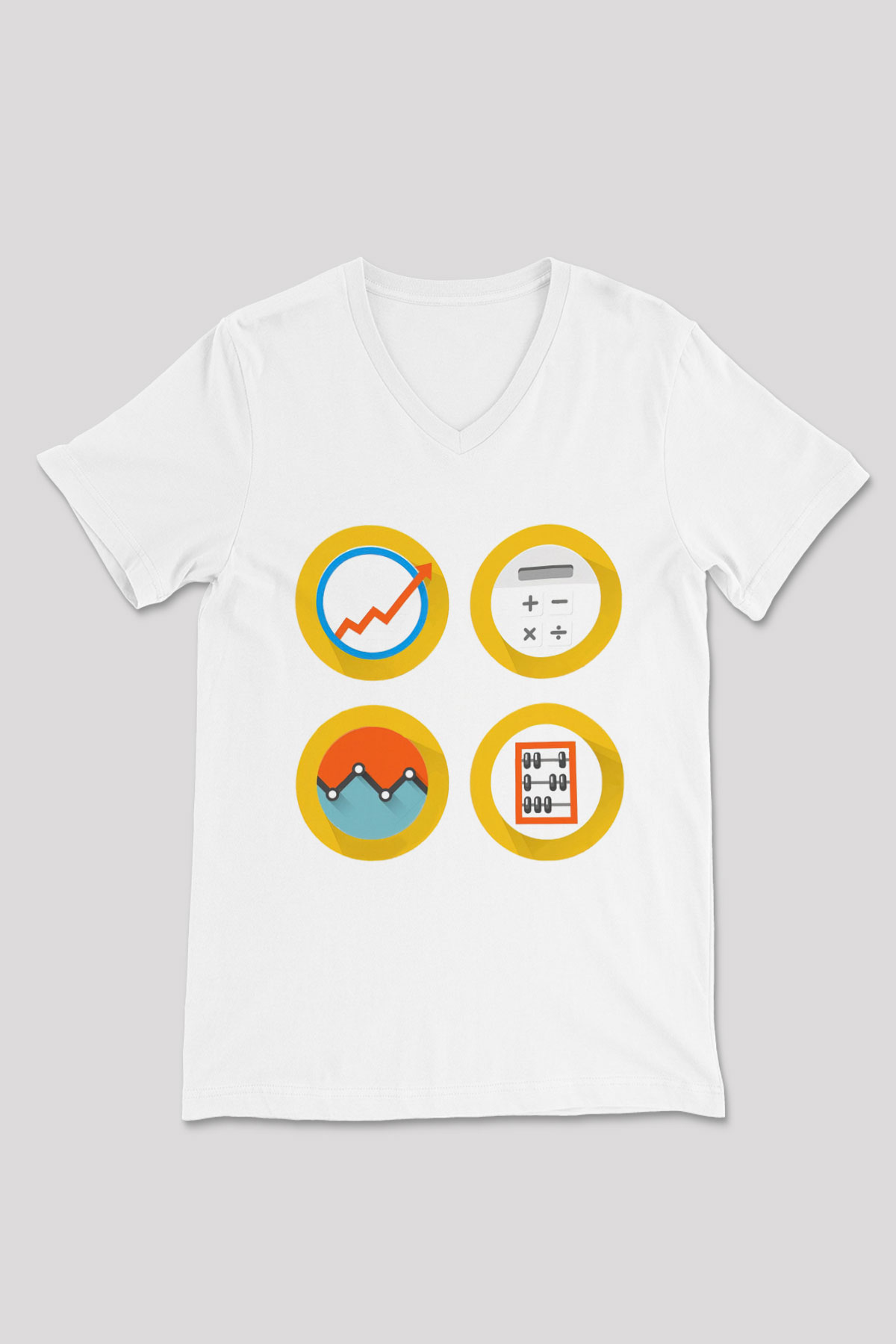 Muhasebeci Beyaz Unisex V Yaka Tişört T-Shirt