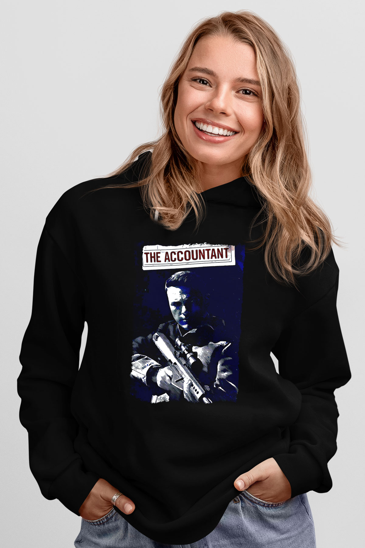 Muhasebeci Siyah Unisex Kapüşonlu Sweatshirt