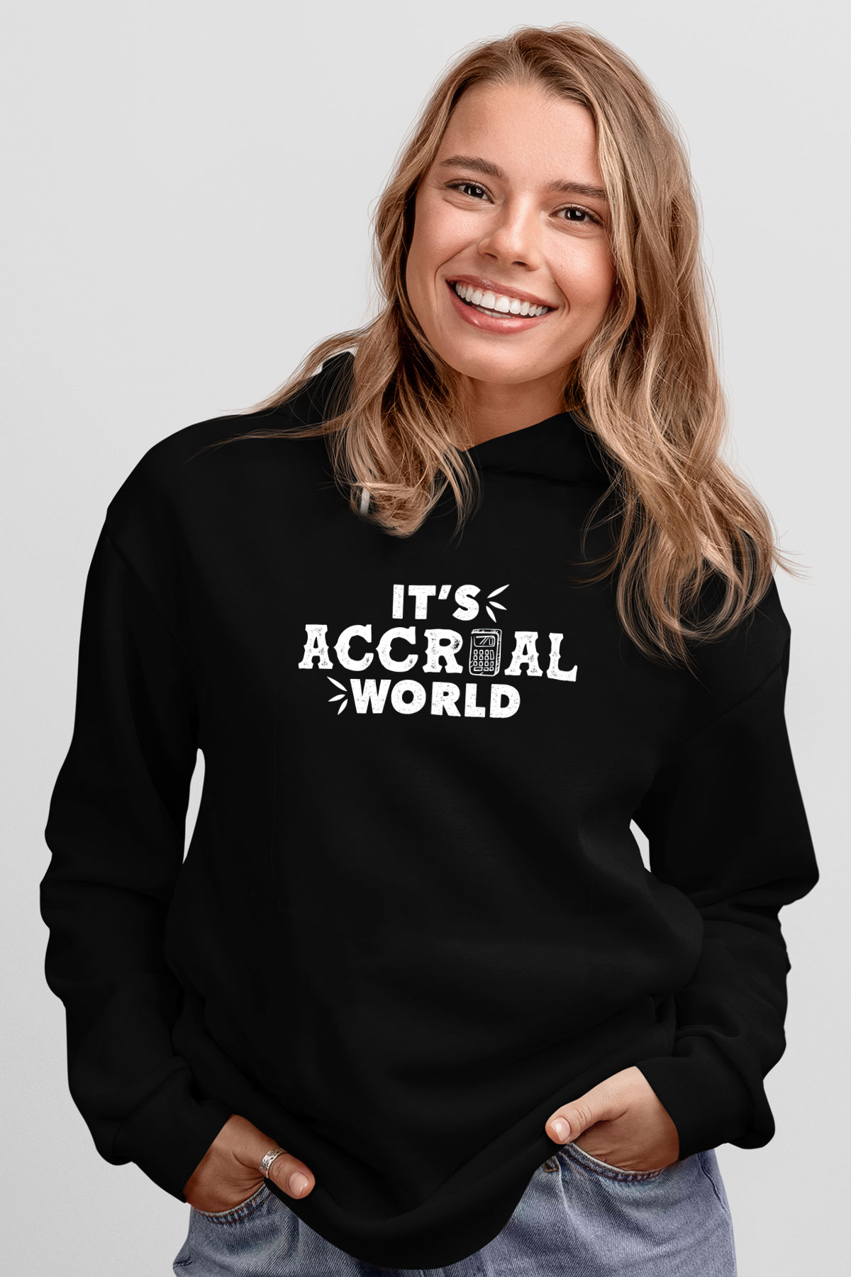 Muhasebeci Siyah Unisex Kapüşonlu Sweatshirt