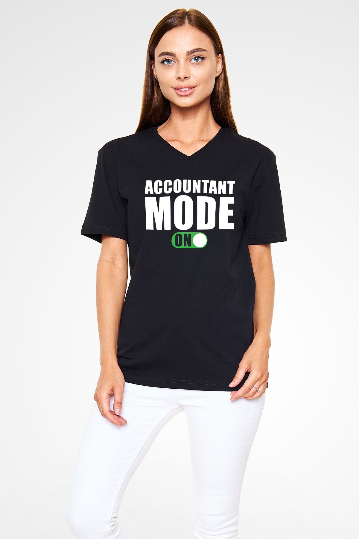 Muhasebeci Siyah Unisex V Yaka Tişört