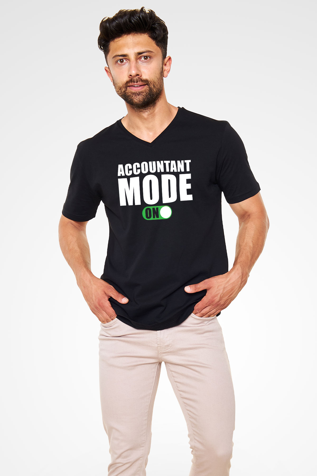 Muhasebeci Siyah Unisex V Yaka Tişört
