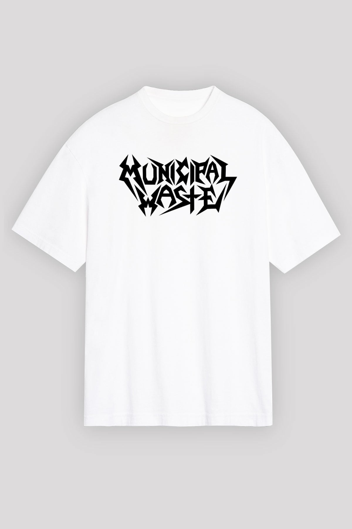Municipal Waste Beyaz Unisex Oversize Tişört T-Shirt