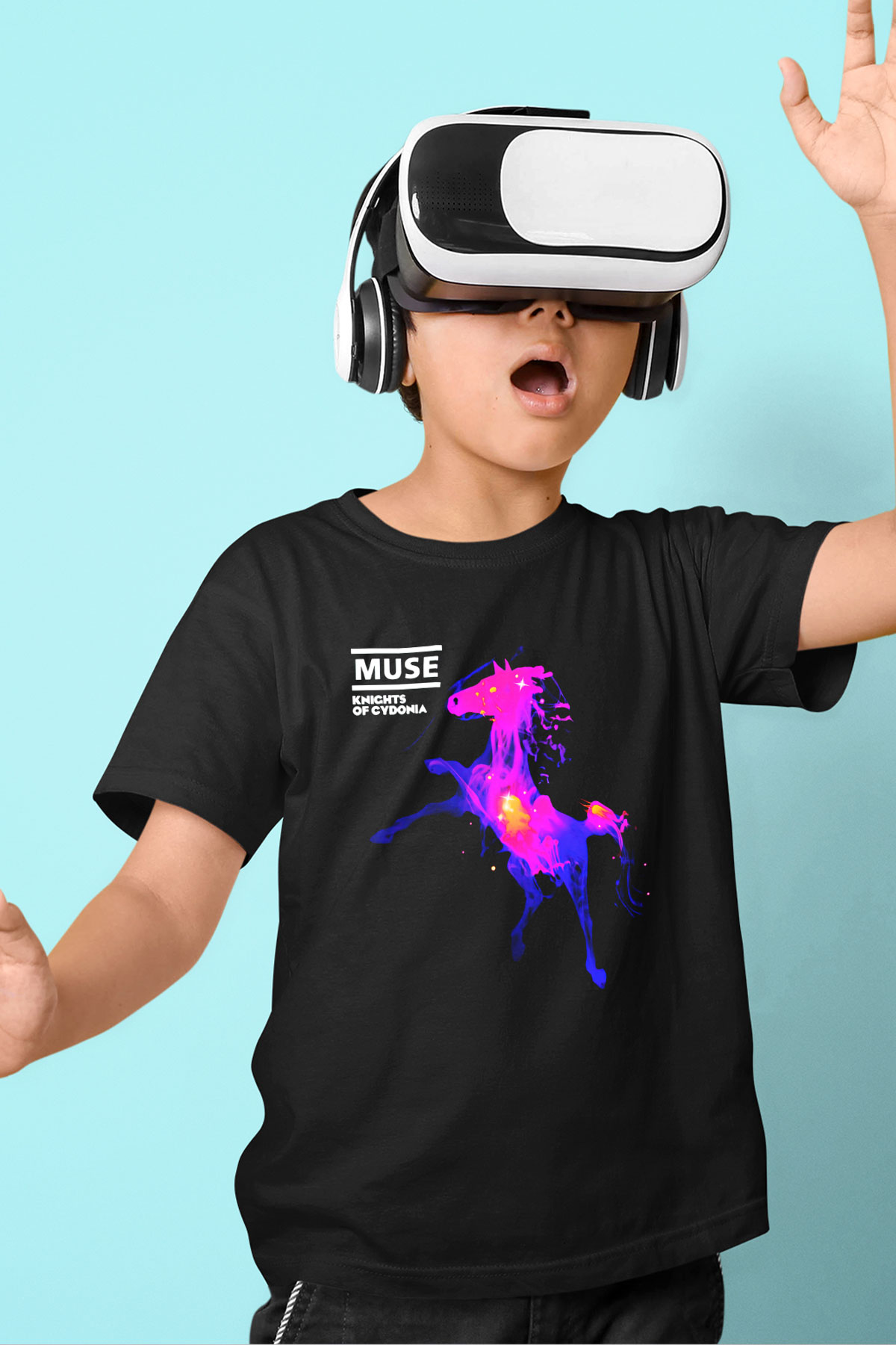Muse Baskılı Siyah Unisex Çocuk Tişört