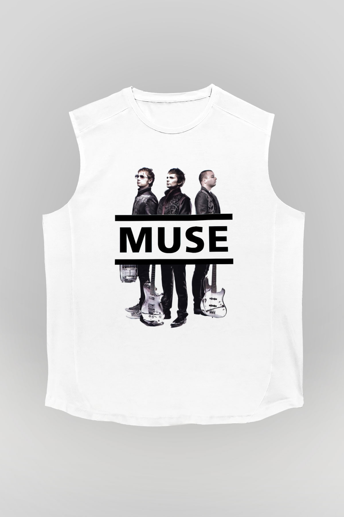 Muse Beyaz Unisex Kolsuz Tişört