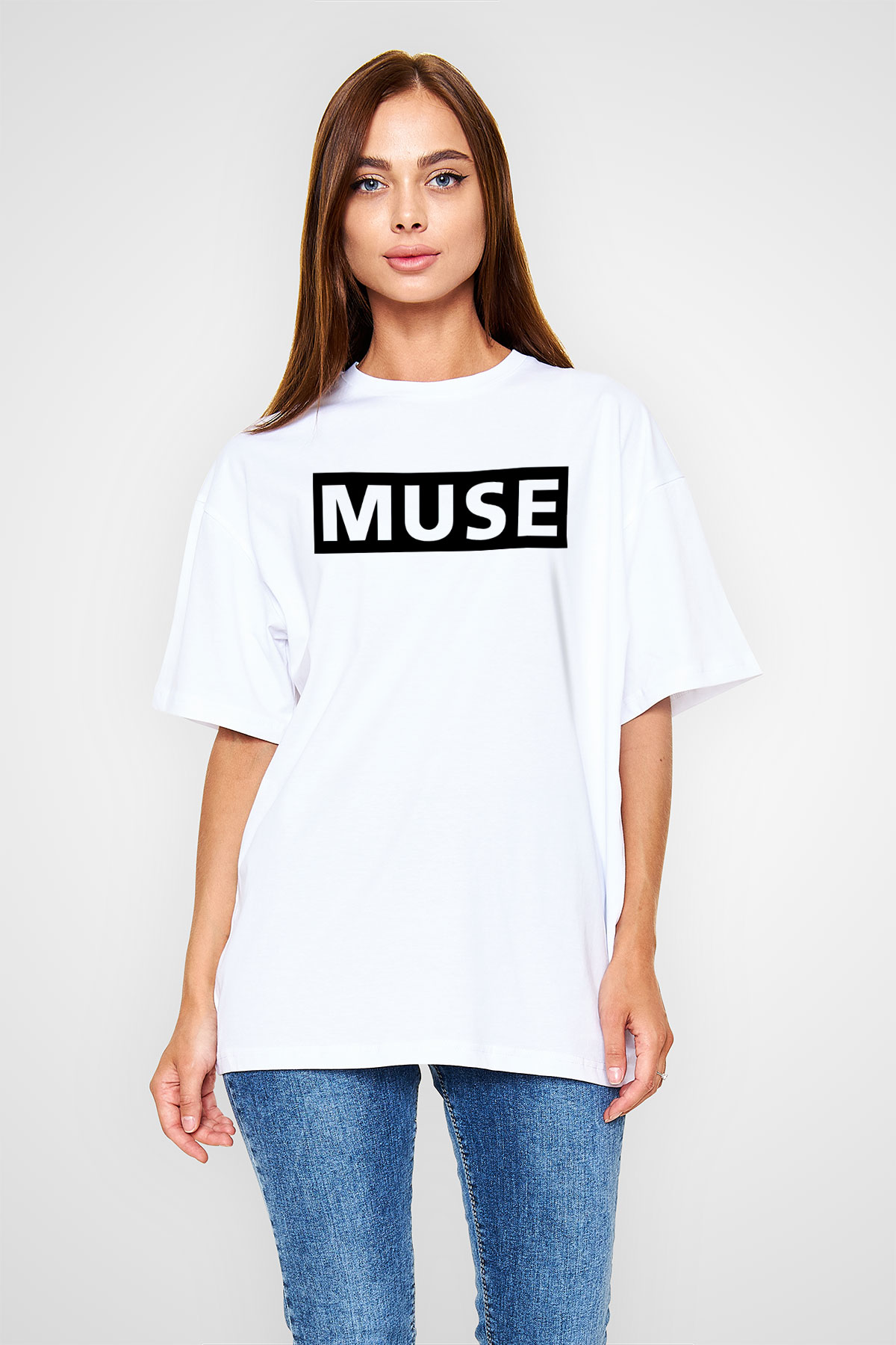 Muse Beyaz Unisex Oversize Tişört T-Shirt