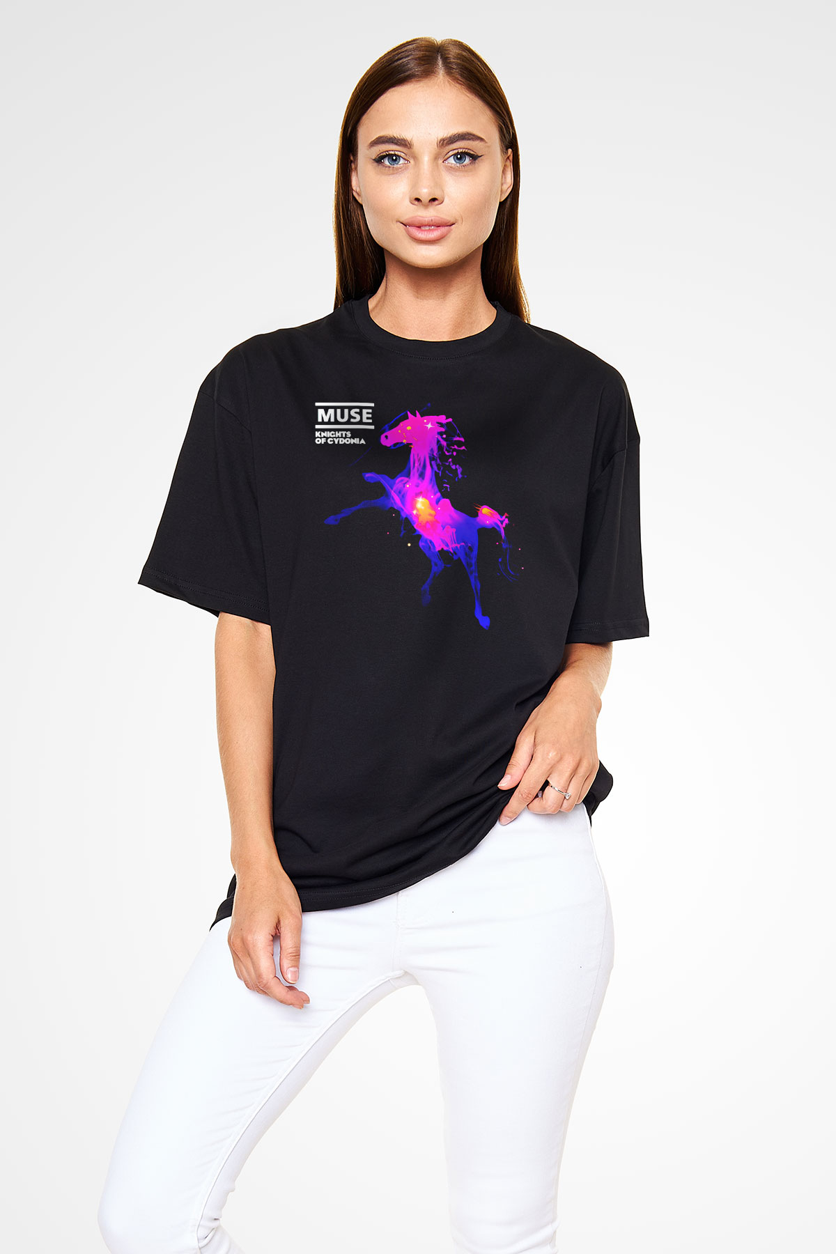 Muse Siyah Unisex Oversize Tişört T-Shirt
