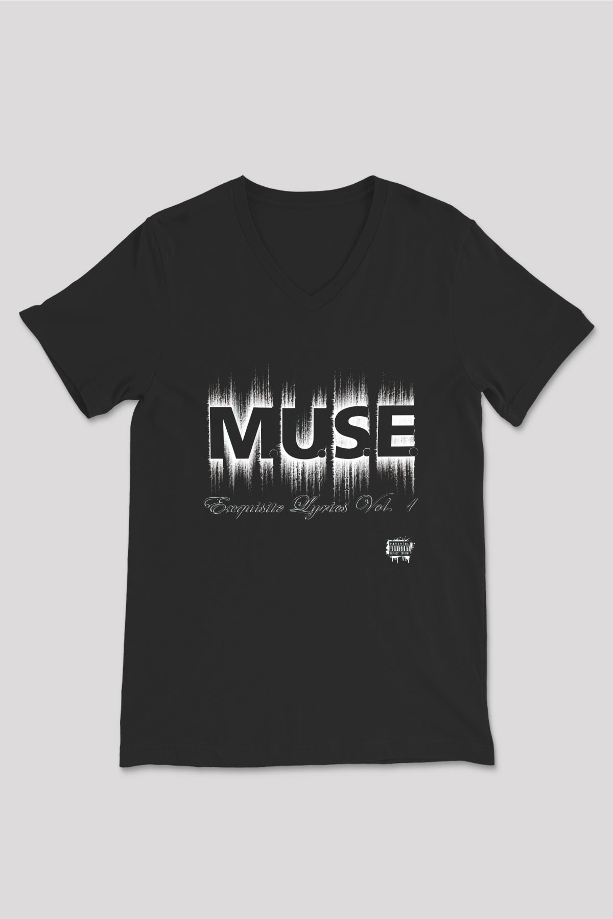 Muse Siyah Unisex V Yaka Tişört T-Shirt