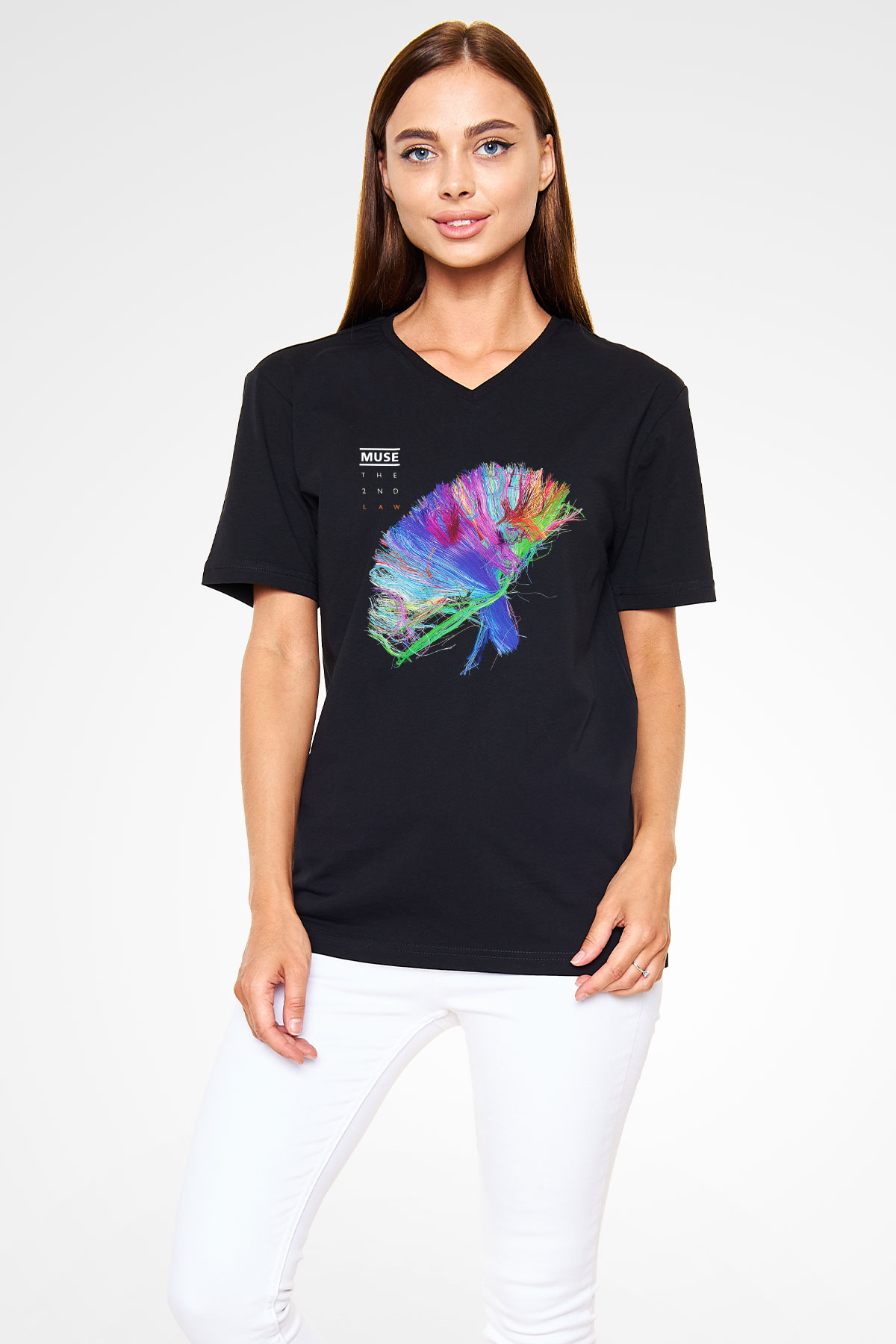 Muse Siyah Unisex V Yaka Tişört T-Shirt