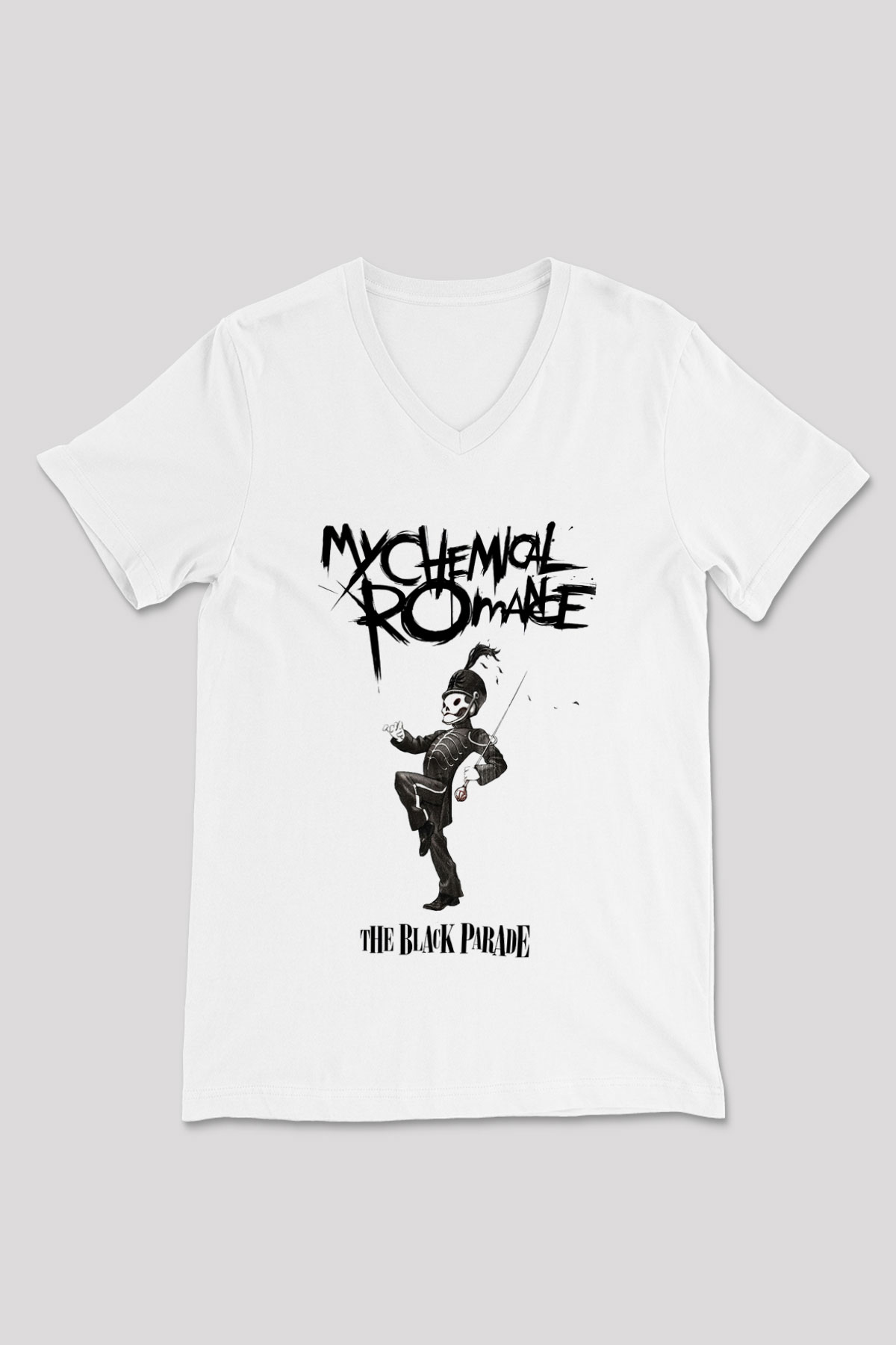My Chemical Romance Beyaz Unisex V Yaka Tişört T-Shirt