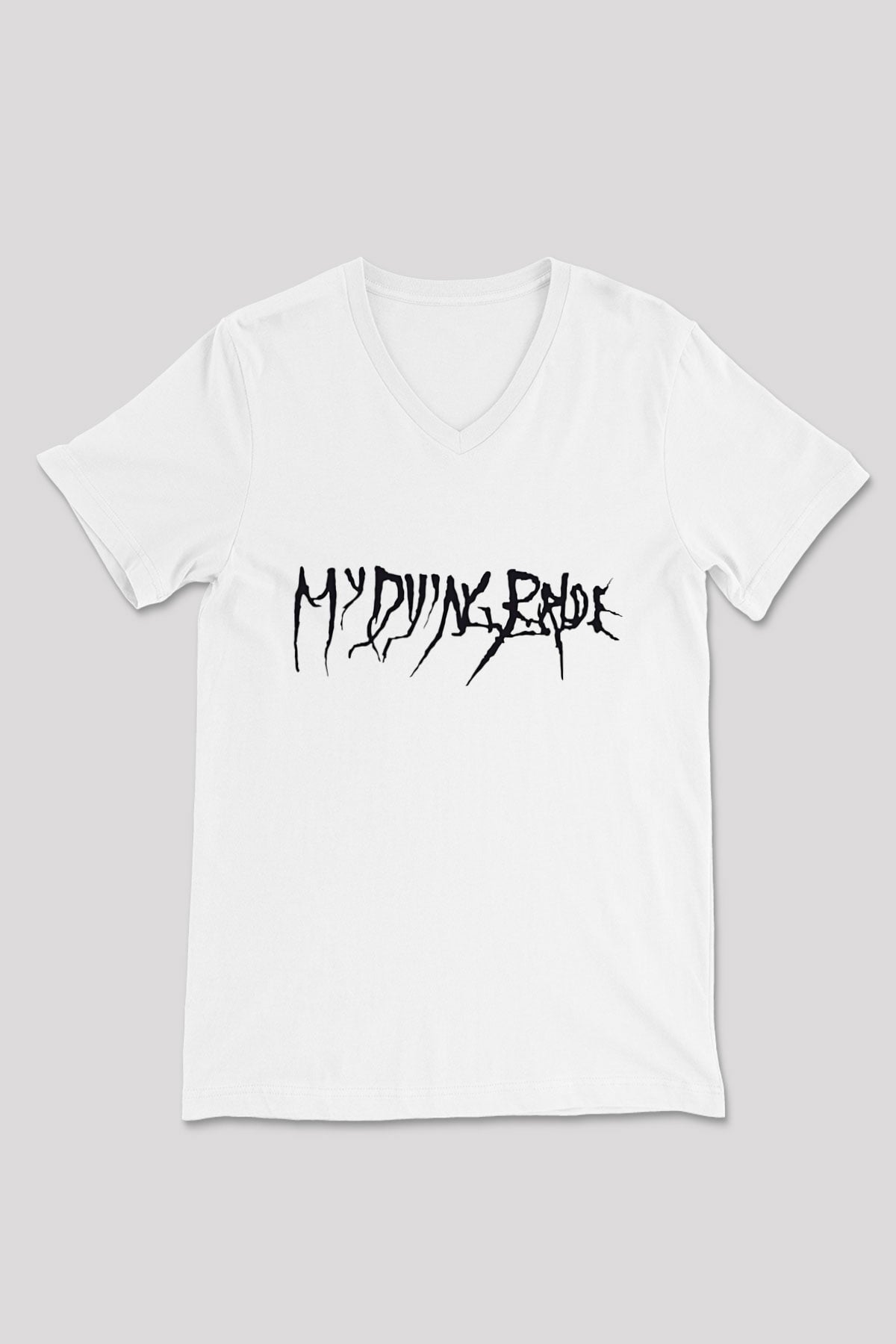 My Dying Bride Baskılı Beyaz Unisex V Yaka Tişört - Tshirt