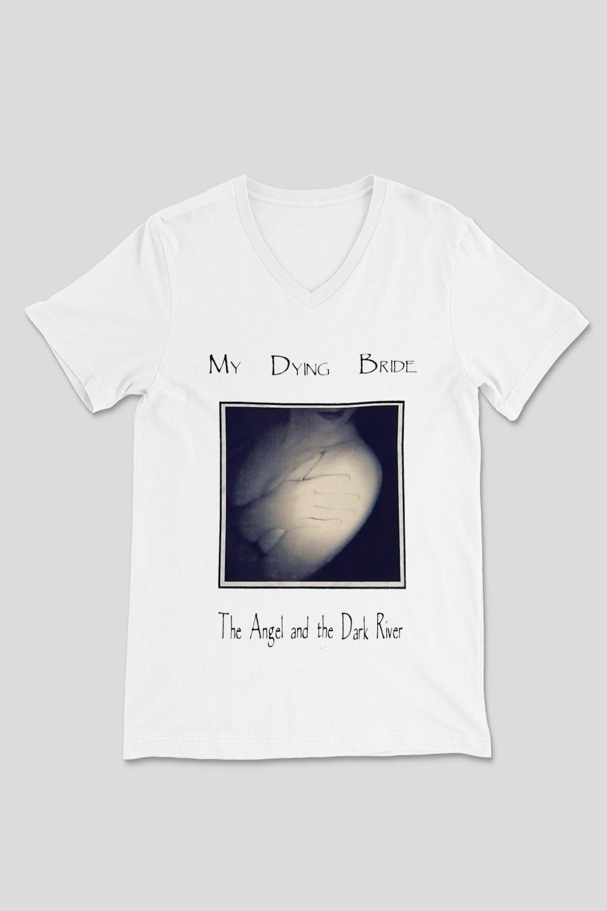 My Dying Bride Baskılı Beyaz Unisex V Yaka Tişört - Tshirt