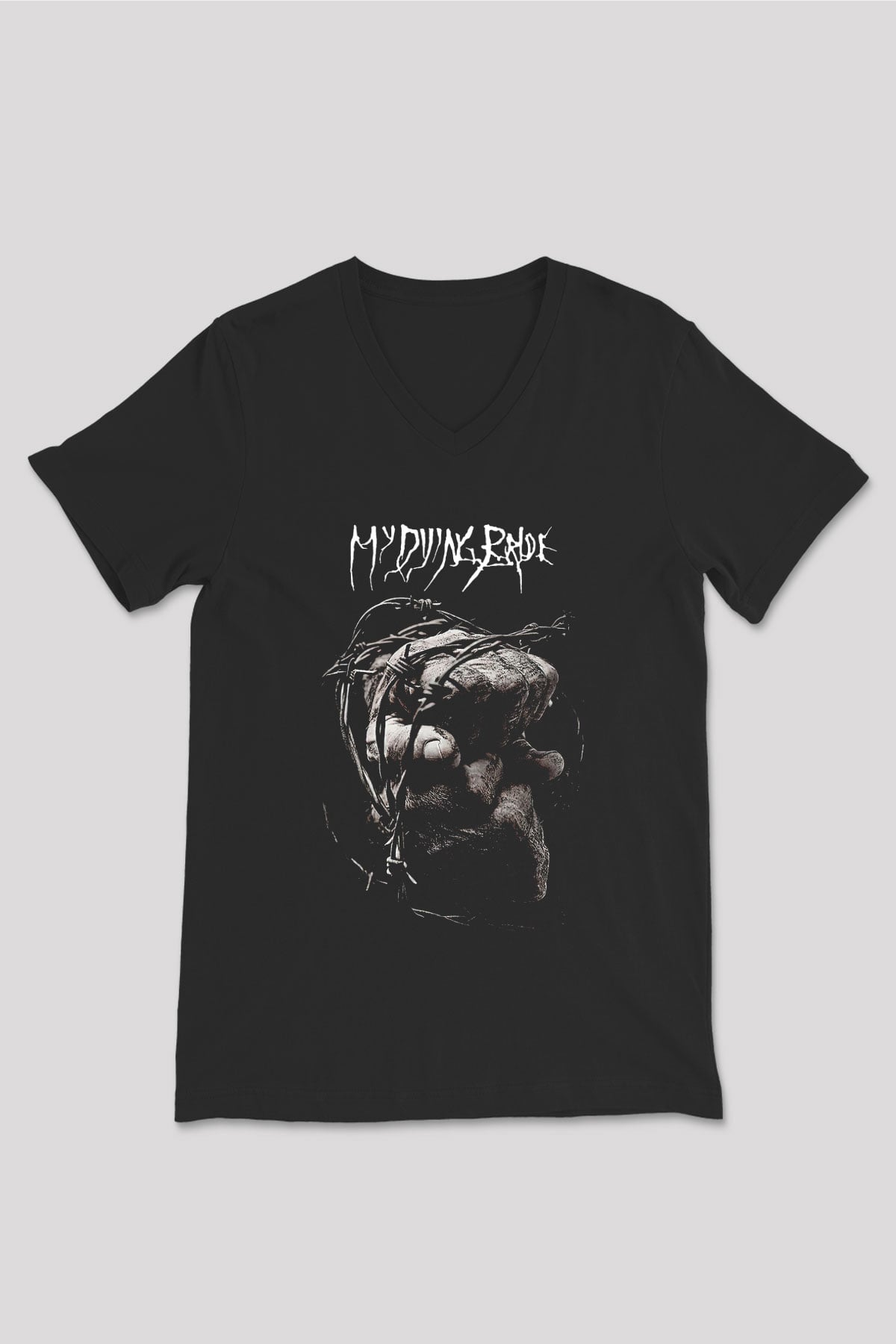 My Dying Bride Baskılı Unisex Siyah V Yaka Tişört - Tshirt