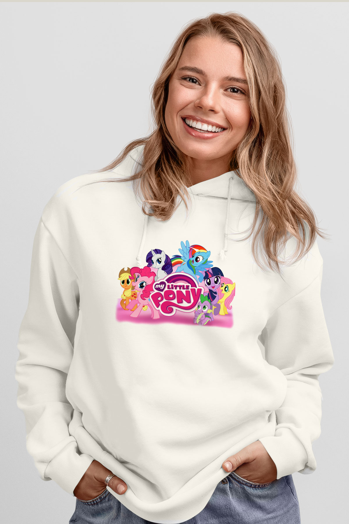 My Little Pony Beyaz Unisex Kapşonlu Sweatshirt