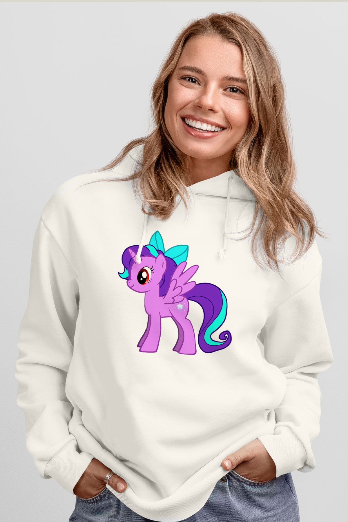 My Little Pony Beyaz Unisex Kapşonlu Sweatshirt