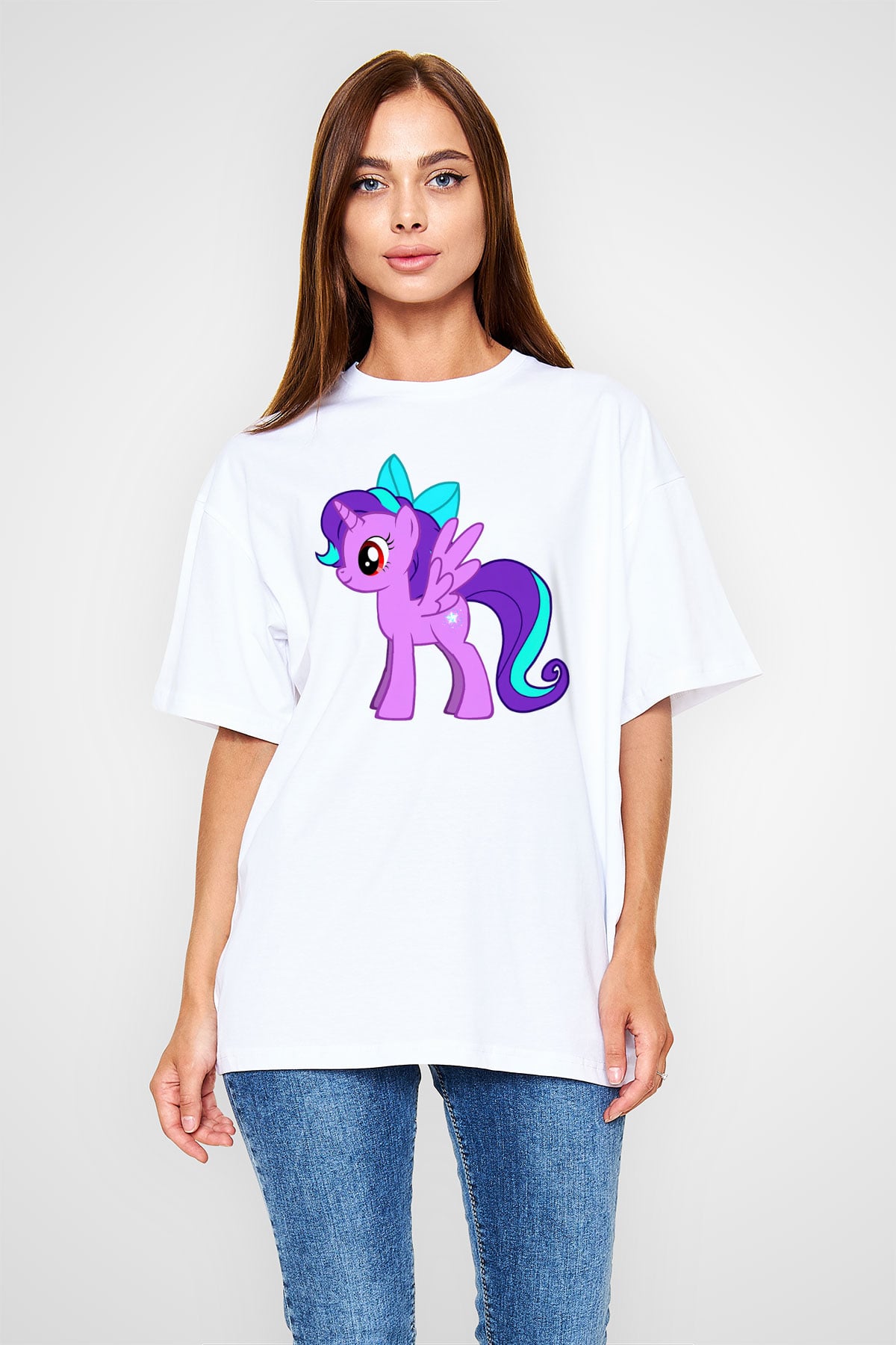 My Little Pony Beyaz Unisex Oversize Tişört