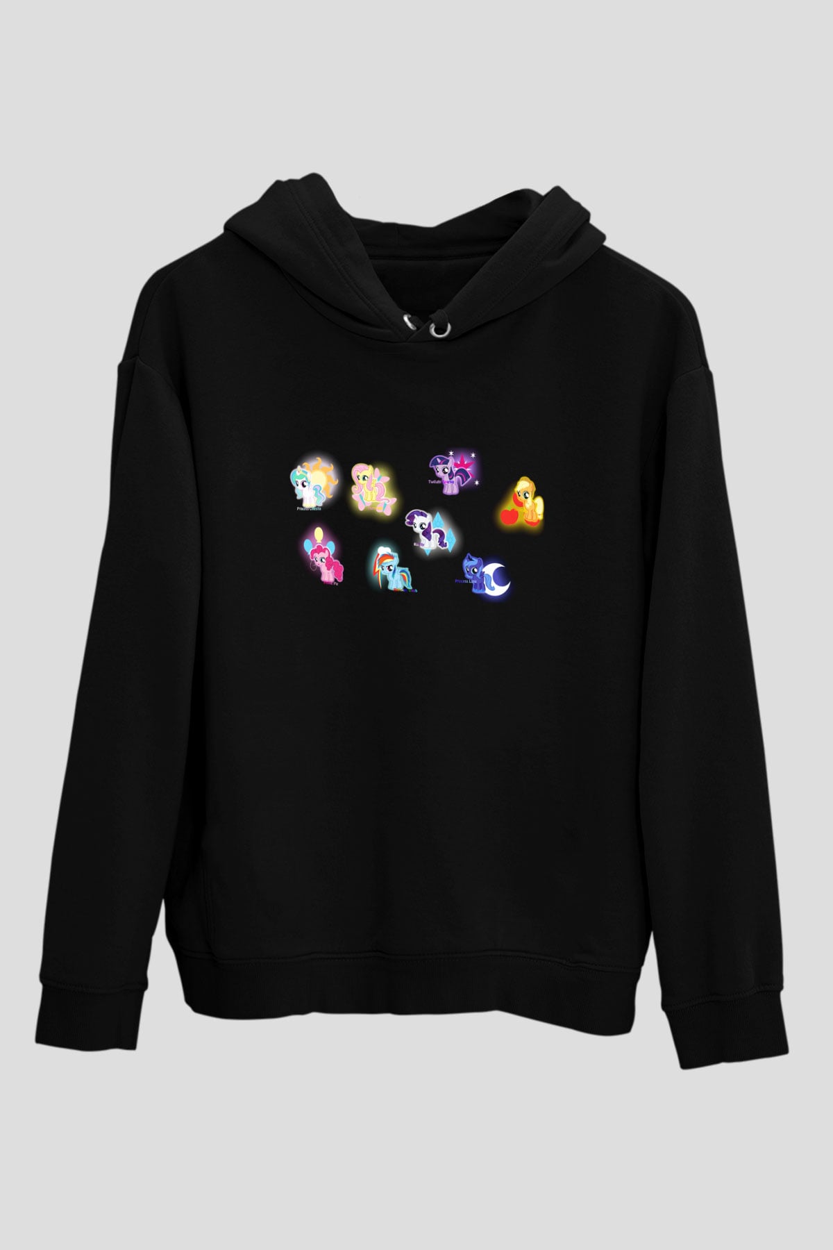 My Little Pony Siyah Unisex Kapüşonlu Sweatshirt