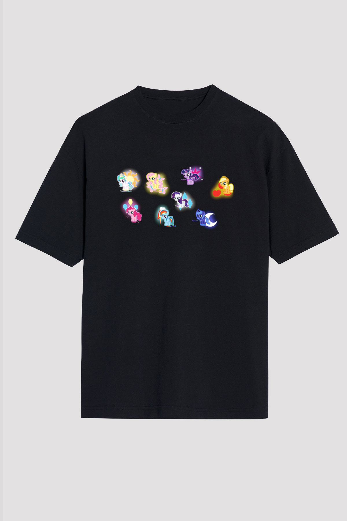 My Little Pony Siyah Unisex Oversize Tişört