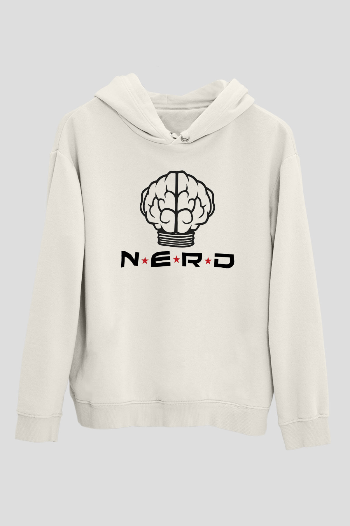 N.E.R.D Beyaz Unisex Kapşonlu Sweatshirt