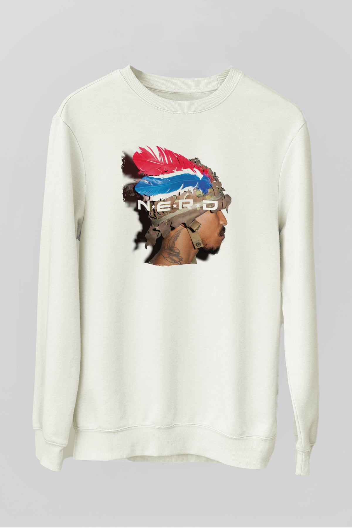 N.E.R.D Beyaz Unisex Sweatshirt