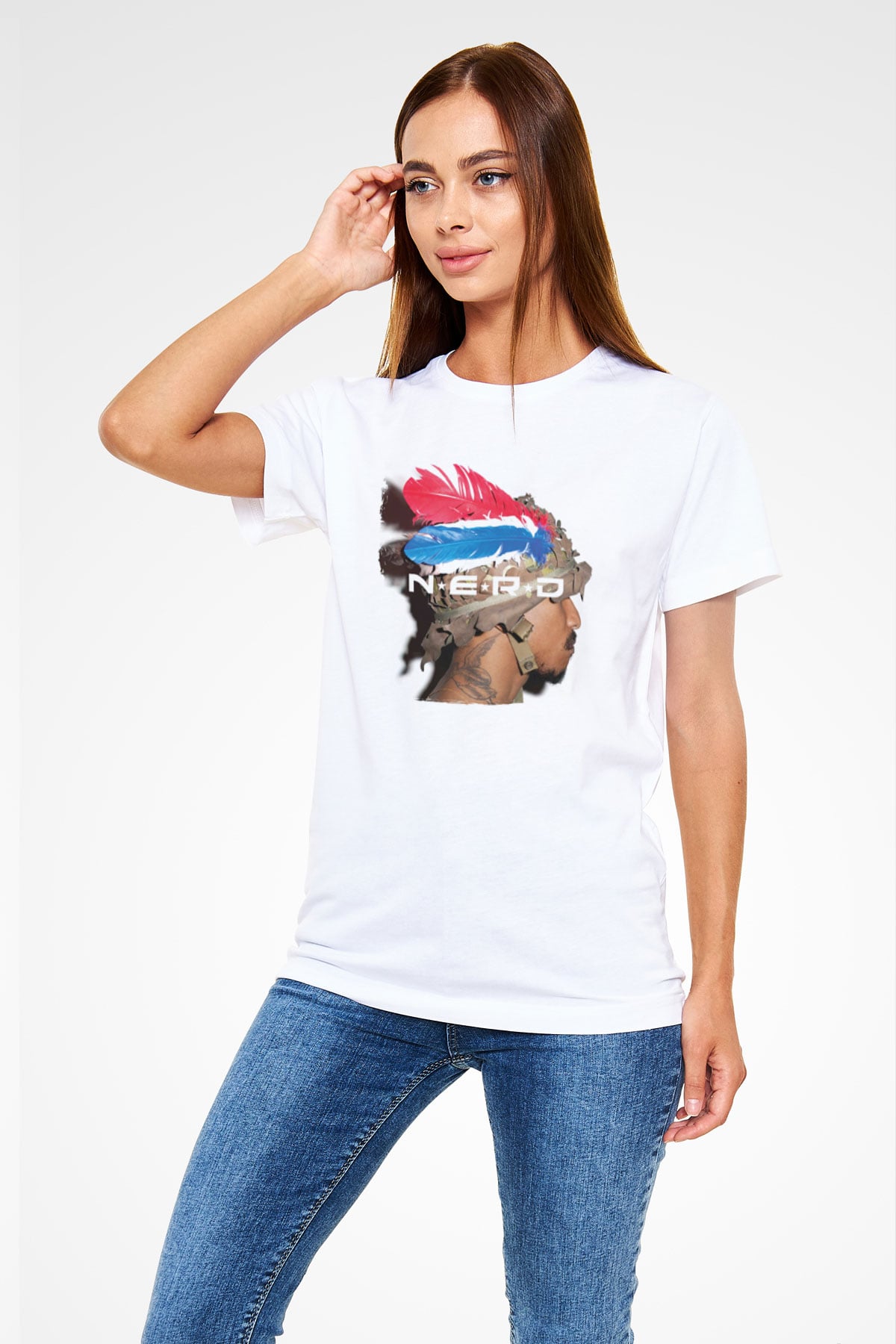 N.E.R.D Beyaz Unisex Tişört T-Shirt - TişörtFabrikası