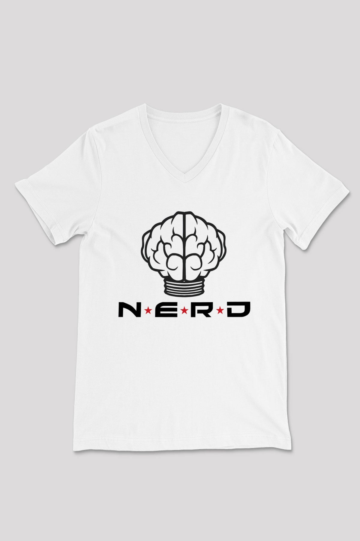 N.E.R.D Beyaz Unisex V Yaka Tişört T-Shirt