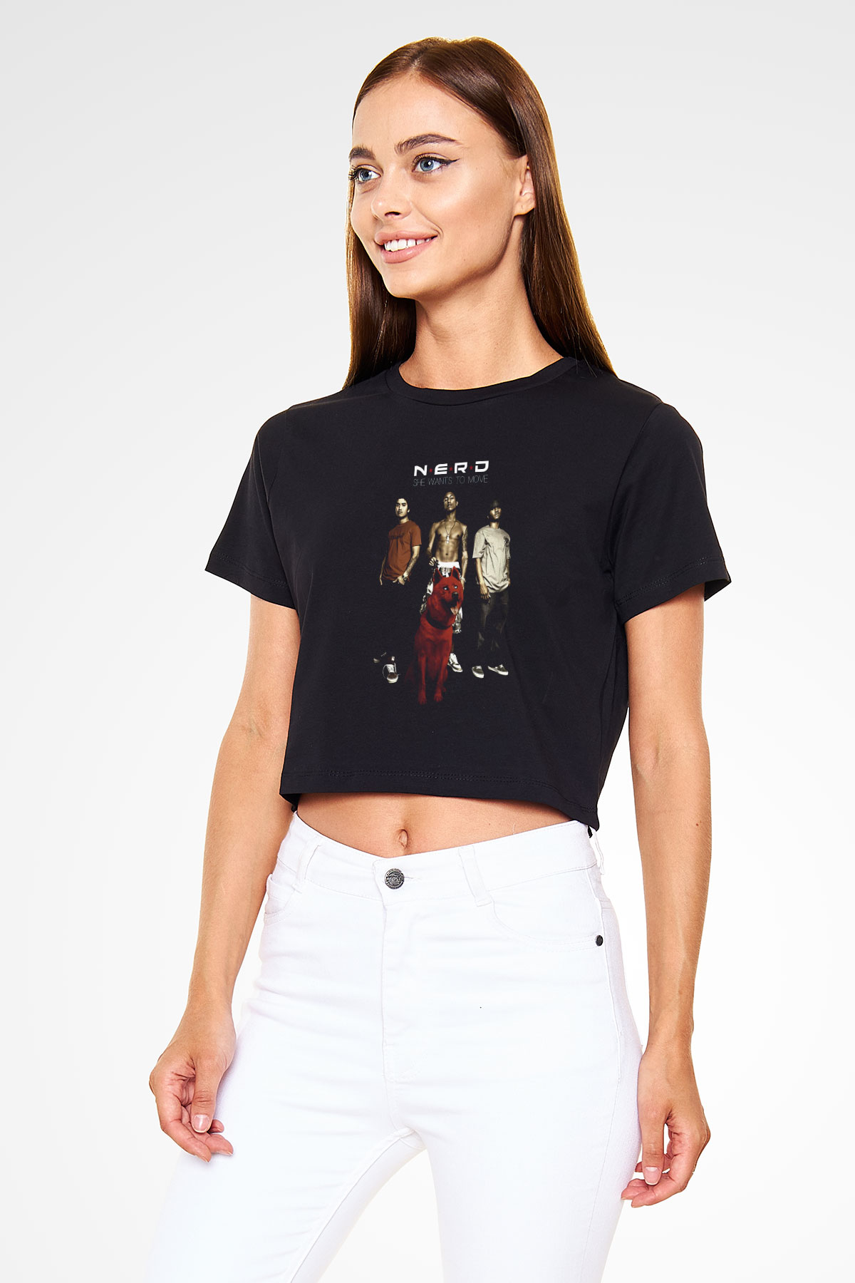 N.E.R.D Siyah  Crop Top Tişört