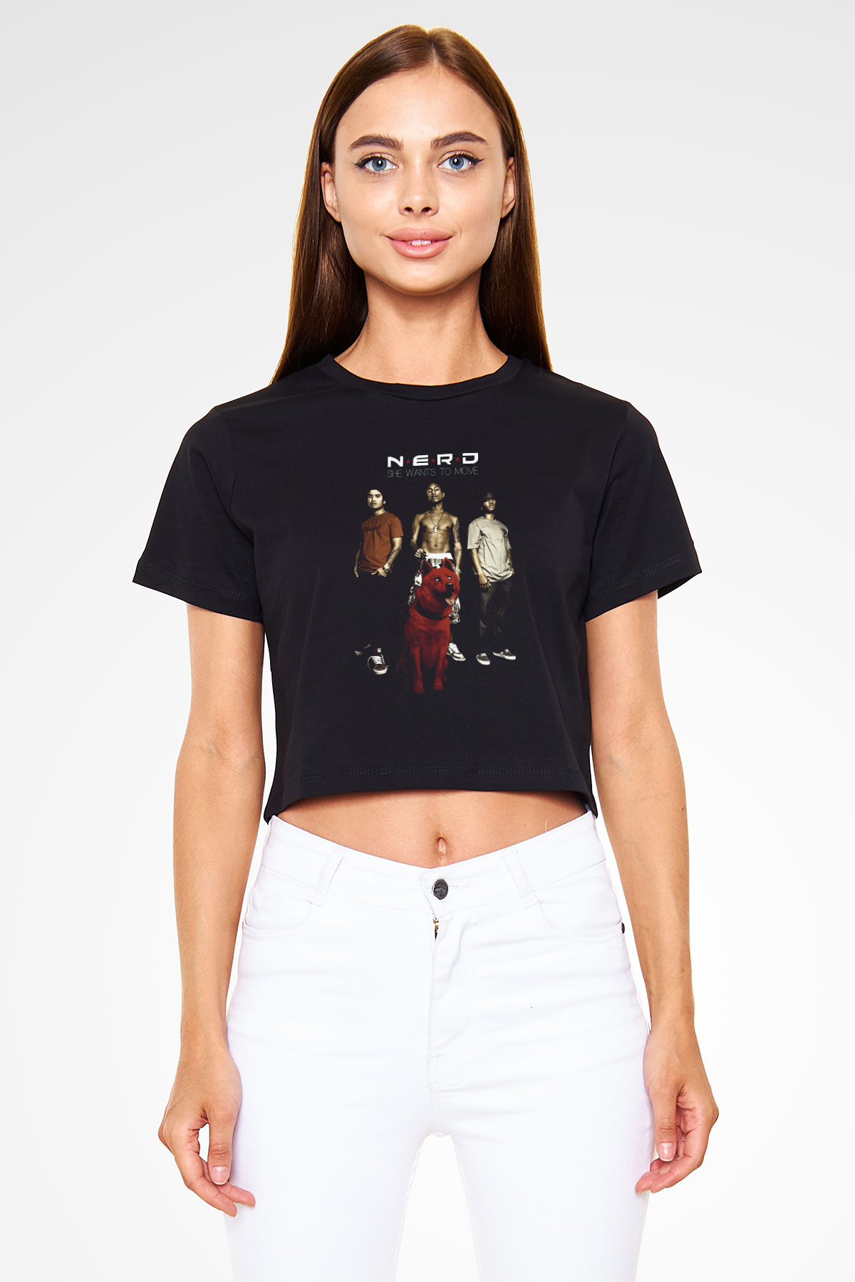 N.E.R.D Siyah  Crop Top Tişört