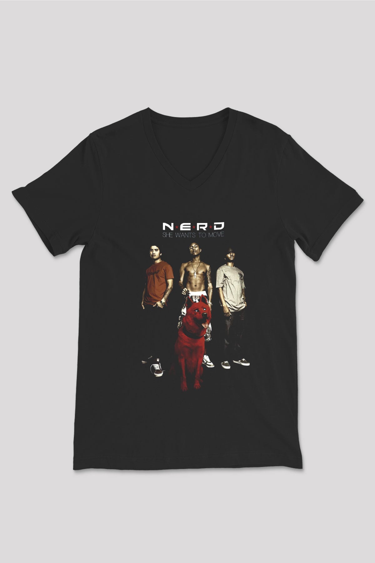 N.E.R.D Siyah Unisex V Yaka Tişört