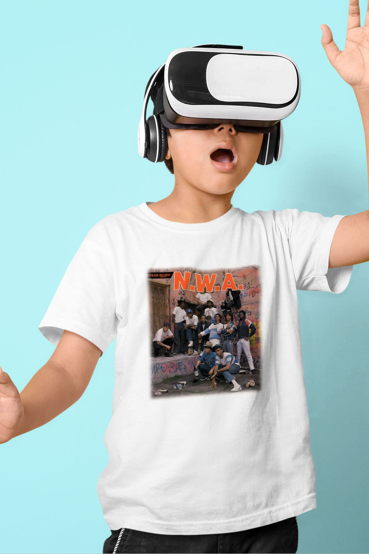 N.W.A Baskılı Beyaz Unisex Çocuk Tişört