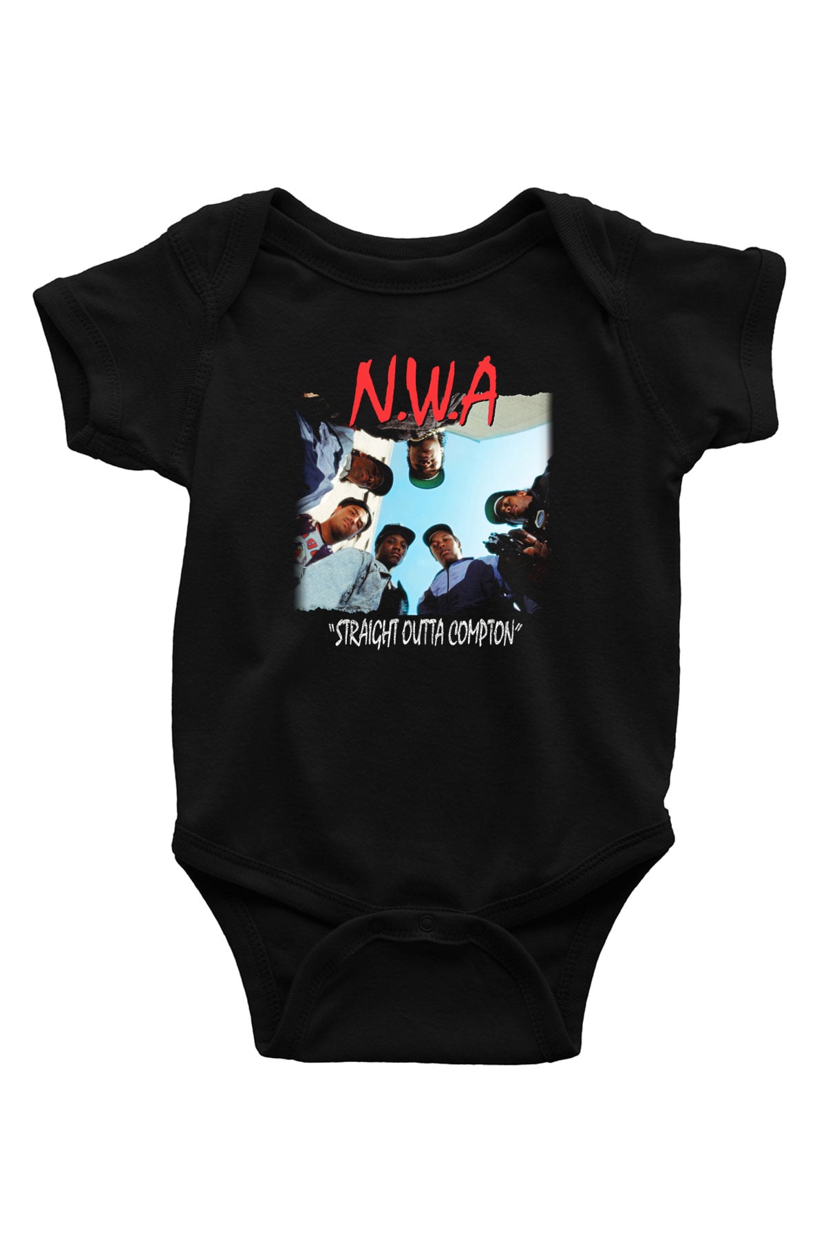 N.W.A Baskılı Siyah Bebek Body - Zıbın