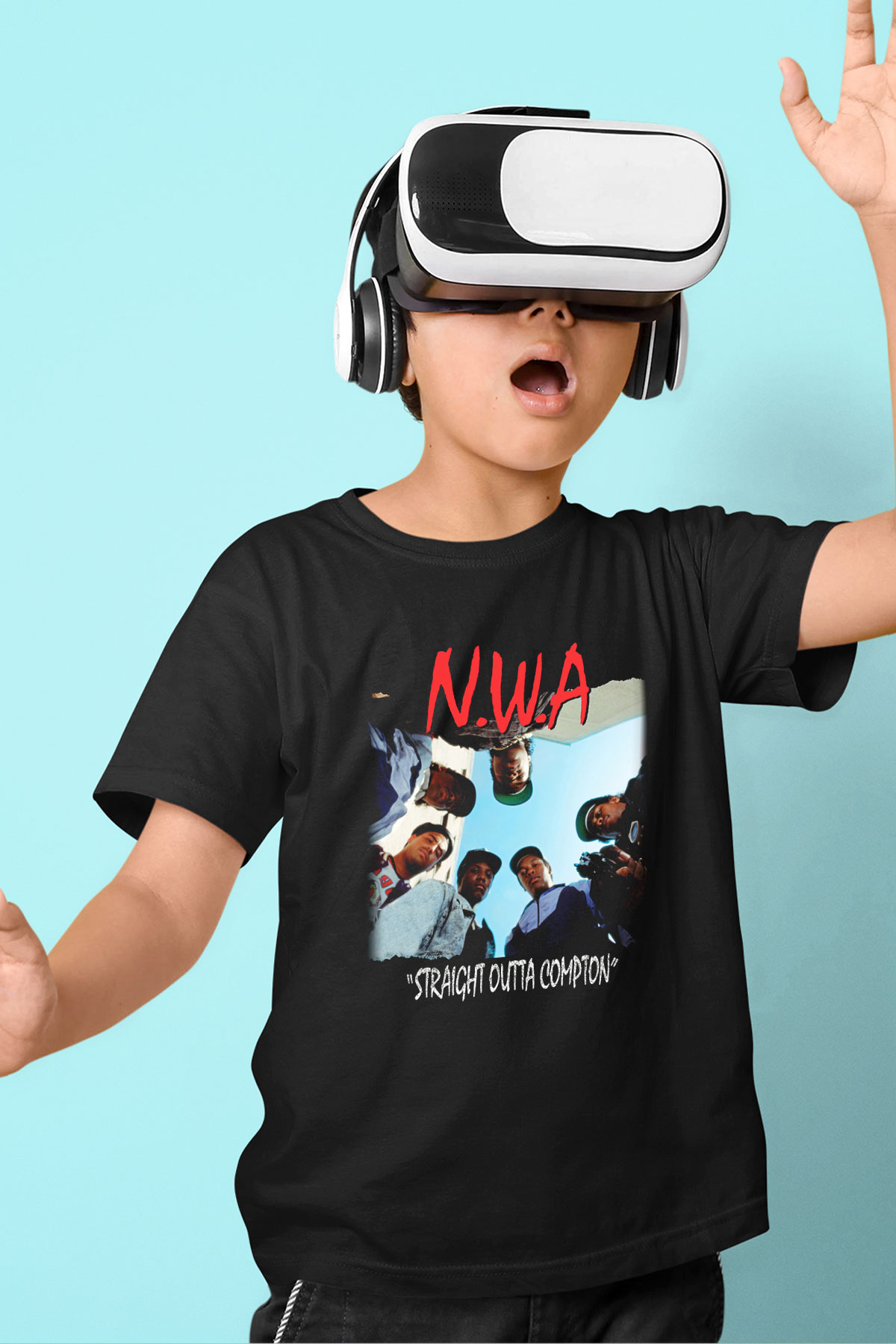 N.W.A Baskılı Siyah Unisex Çocuk Tişört