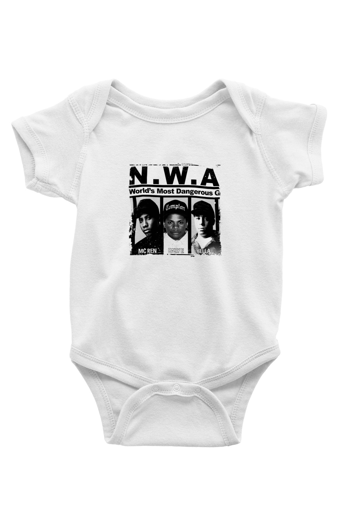 N.W.A Baskılı Unisex Beyaz Bebek Body - Zıbın