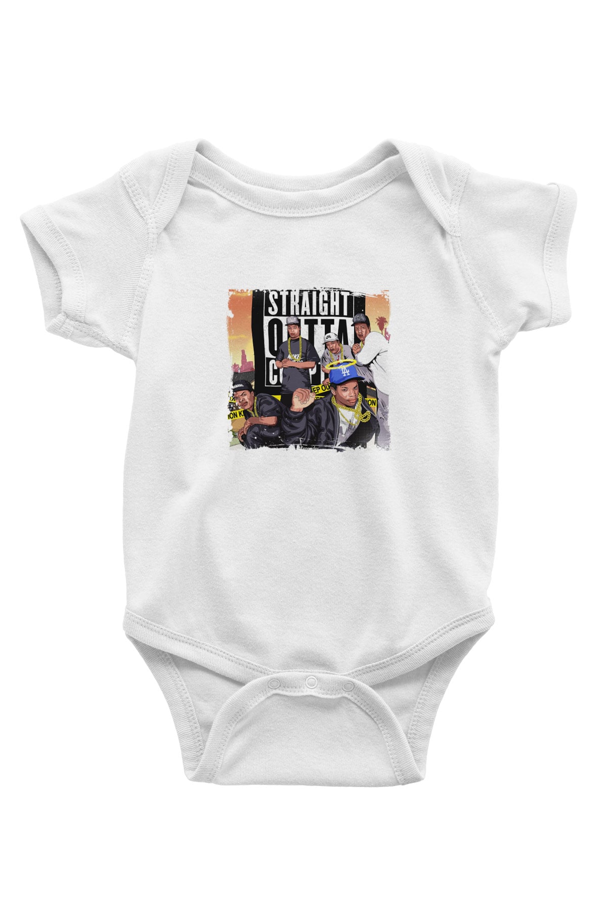 N.W.A Baskılı Unisex Beyaz Bebek Body - Zıbın