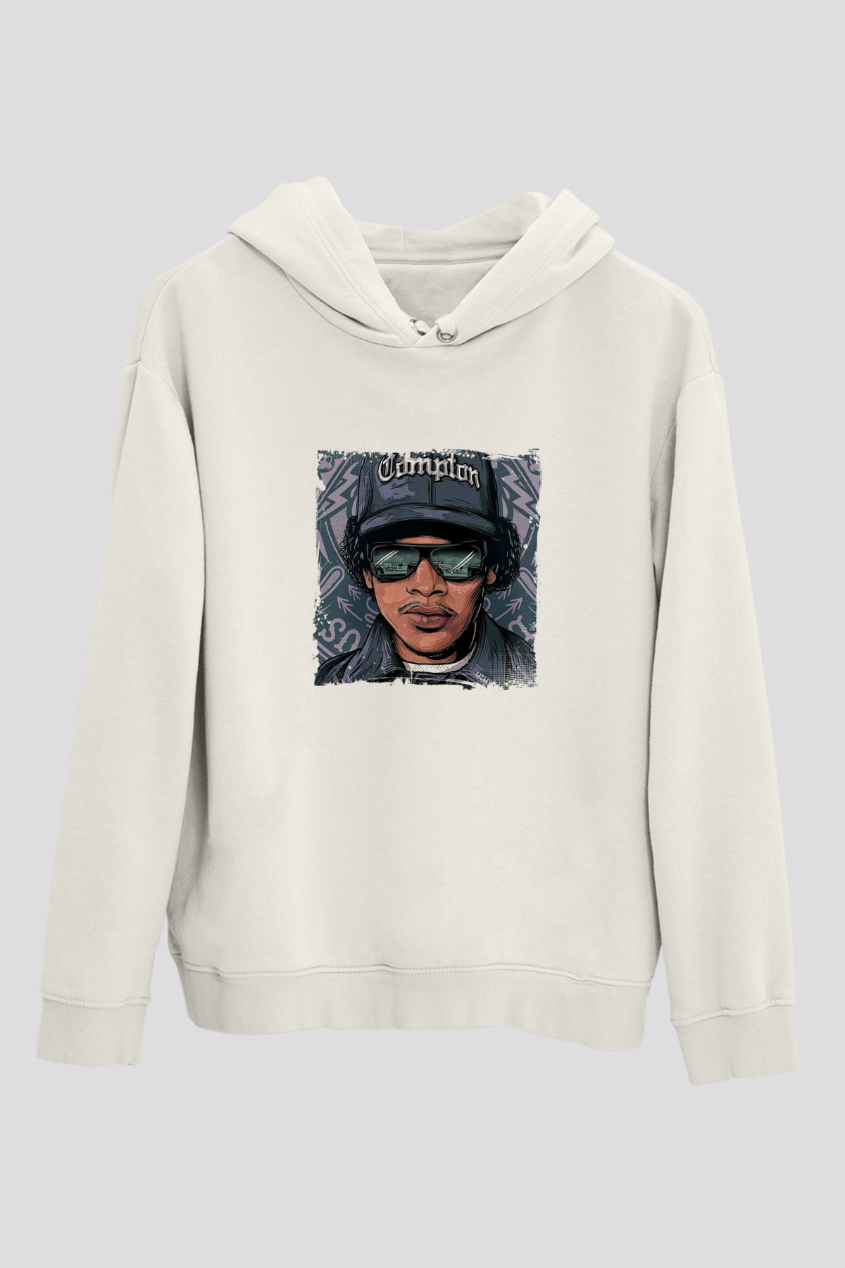 N.W.A Baskılı Unisex Beyaz Kapüşonlu Sweatshirt
