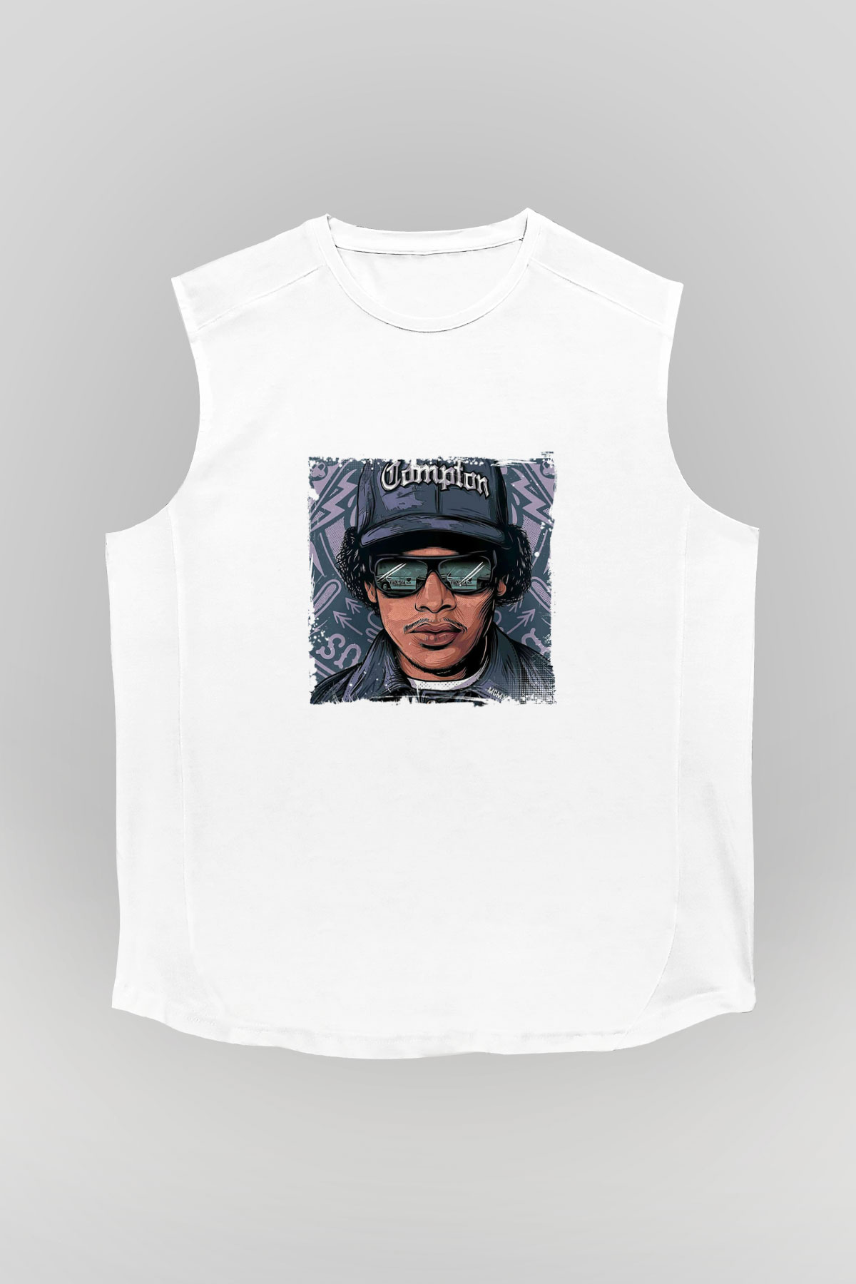 N.W.A Baskılı Unisex Beyaz Kolsuz Tişört