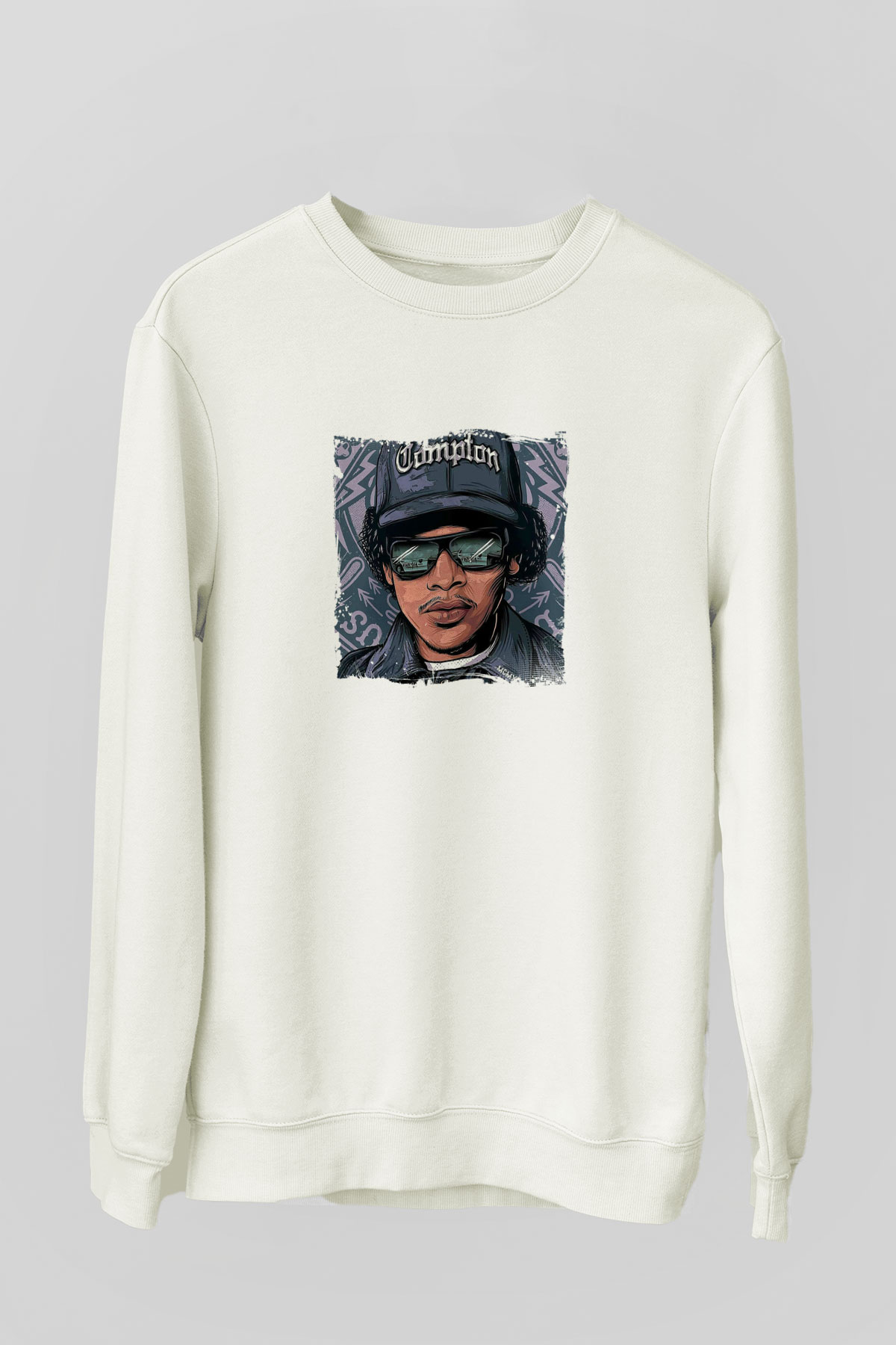 N.W.A Baskılı Unisex Beyaz Sweatshirt