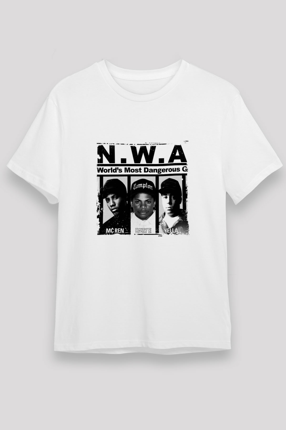 N.W.A Baskılı Unisex Beyaz Tişört