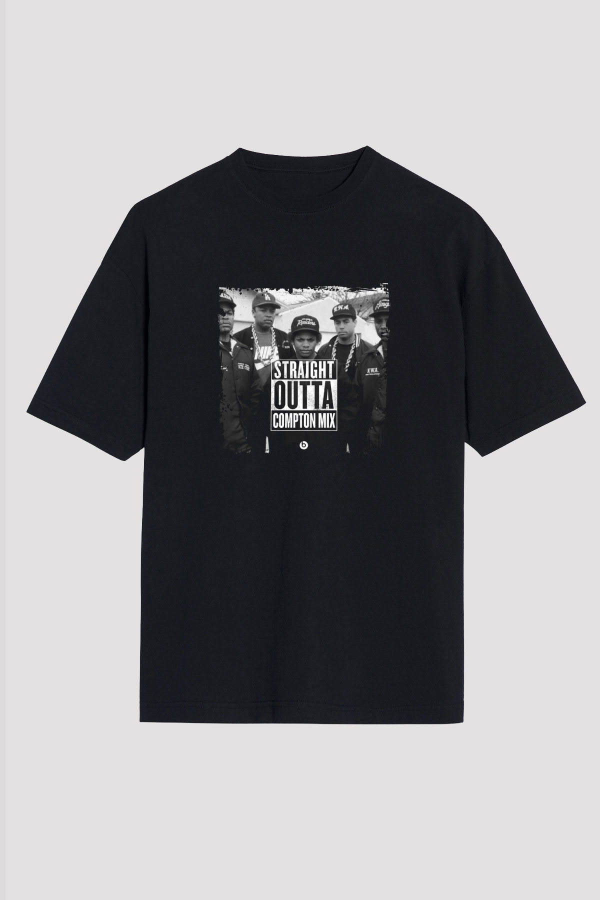 N.W.A Baskılı Unisex Oversize Siyah Tişört