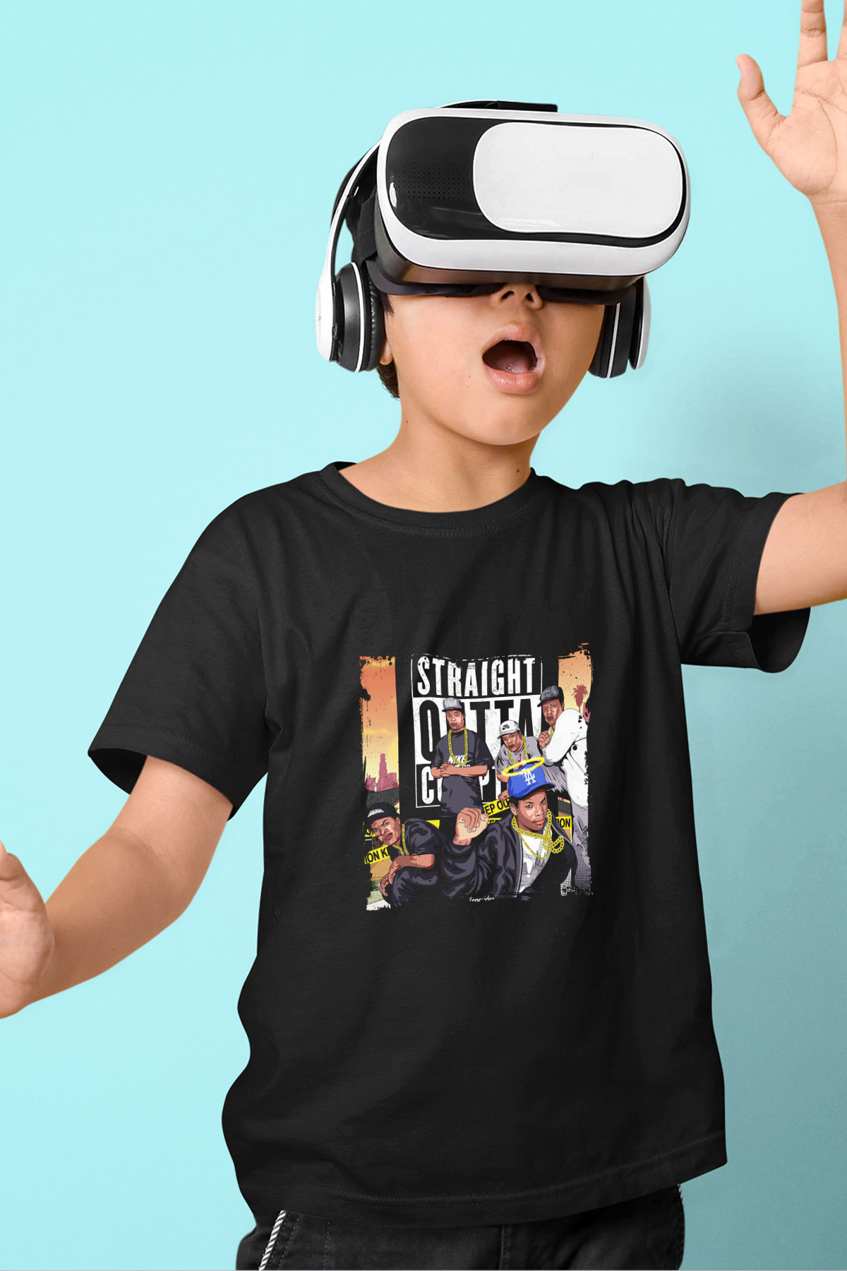 N.W.A Baskılı Unisex Siyah Çocuk Tişört